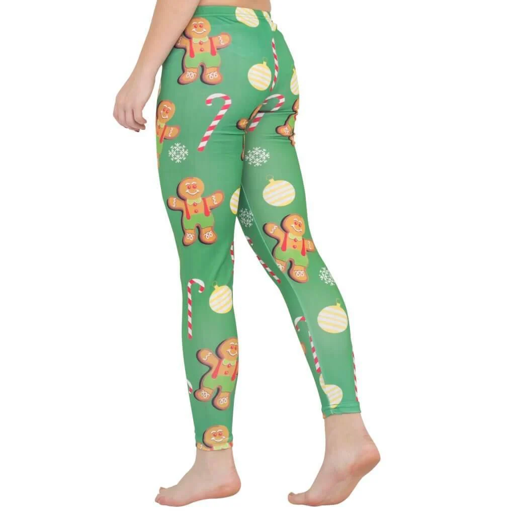 Gingerbread All Over Ugly Christmas Leggings - Image 2