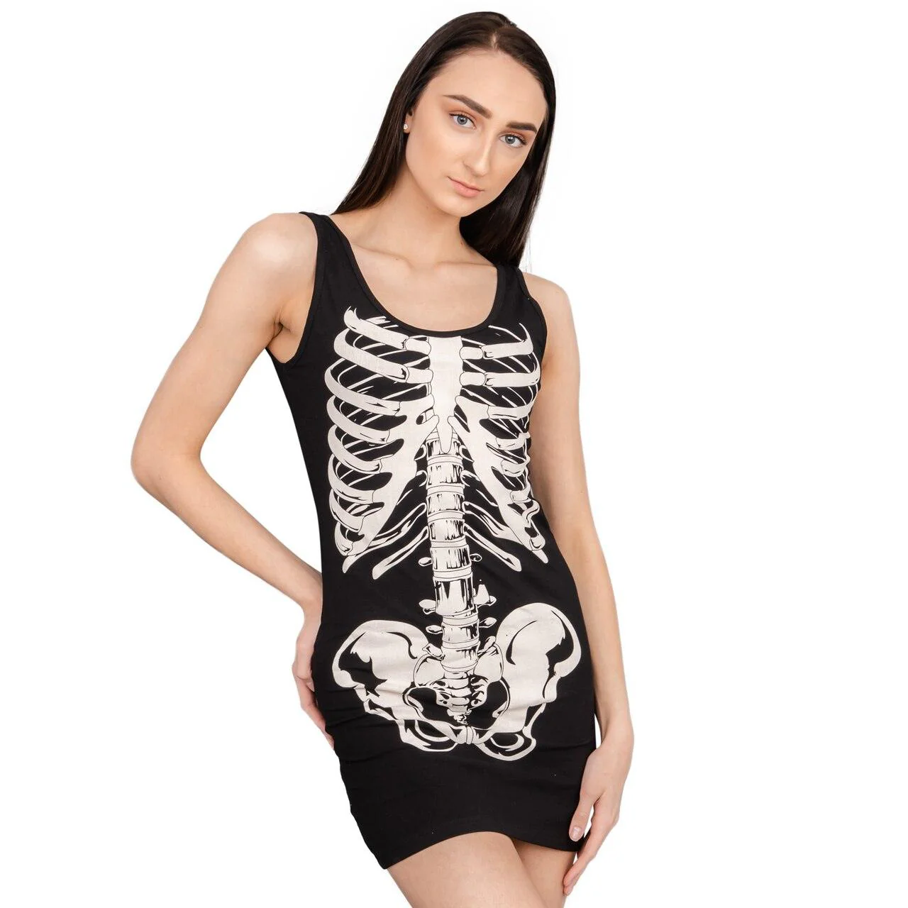 Glow in the Dark Skeleton Costume Tank Dress - Image 4