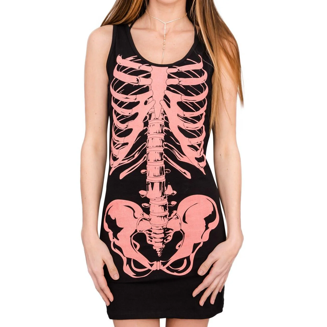 Glow in the Dark Skeleton Costume Tank Dress - Image 5