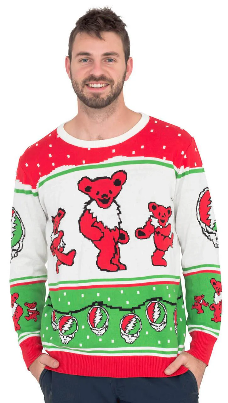 Grateful Dead Bears and Ornaments Christmas Sweater - Image 3