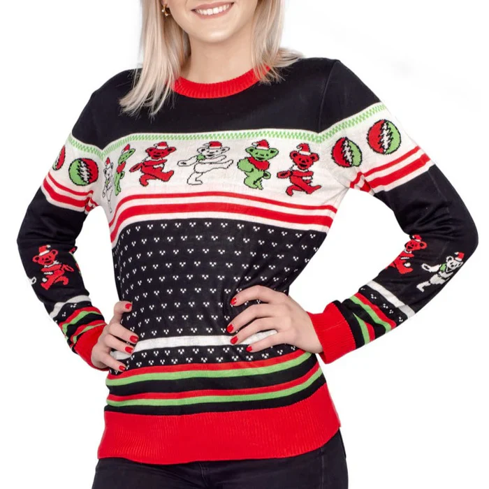 Grateful Dead Dancing Bears Adult Unisex Ugly Christmas Sweater - Image 2