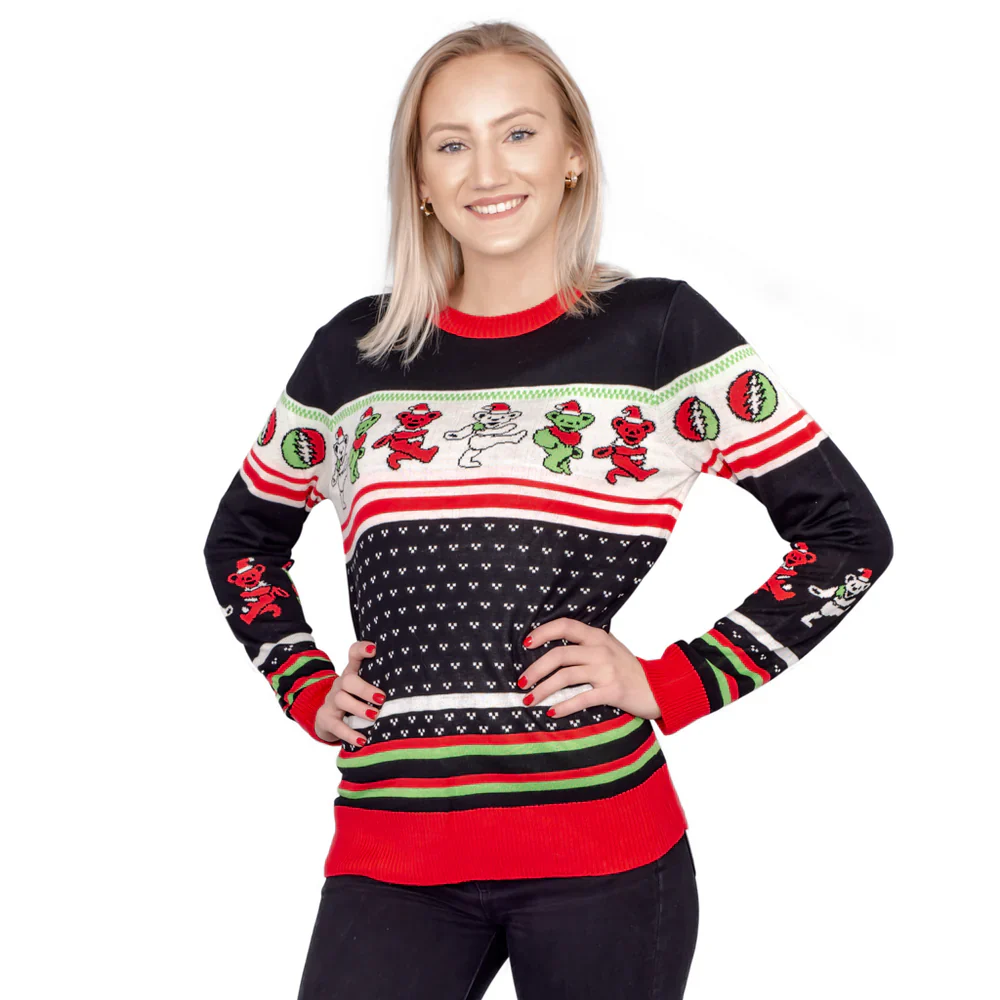 Grateful Dead Dancing Bears Adult Unisex Ugly Christmas Sweater - Image 3