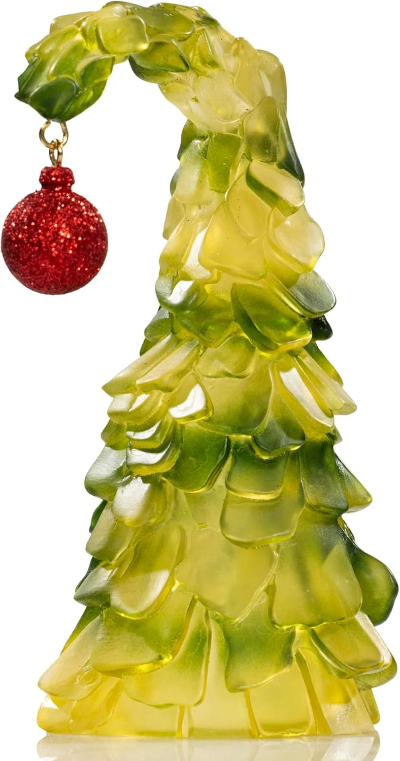Green Monster Bend Christmas Tree with Red Ornament 8” Glass Holiday Decoration - Image 2