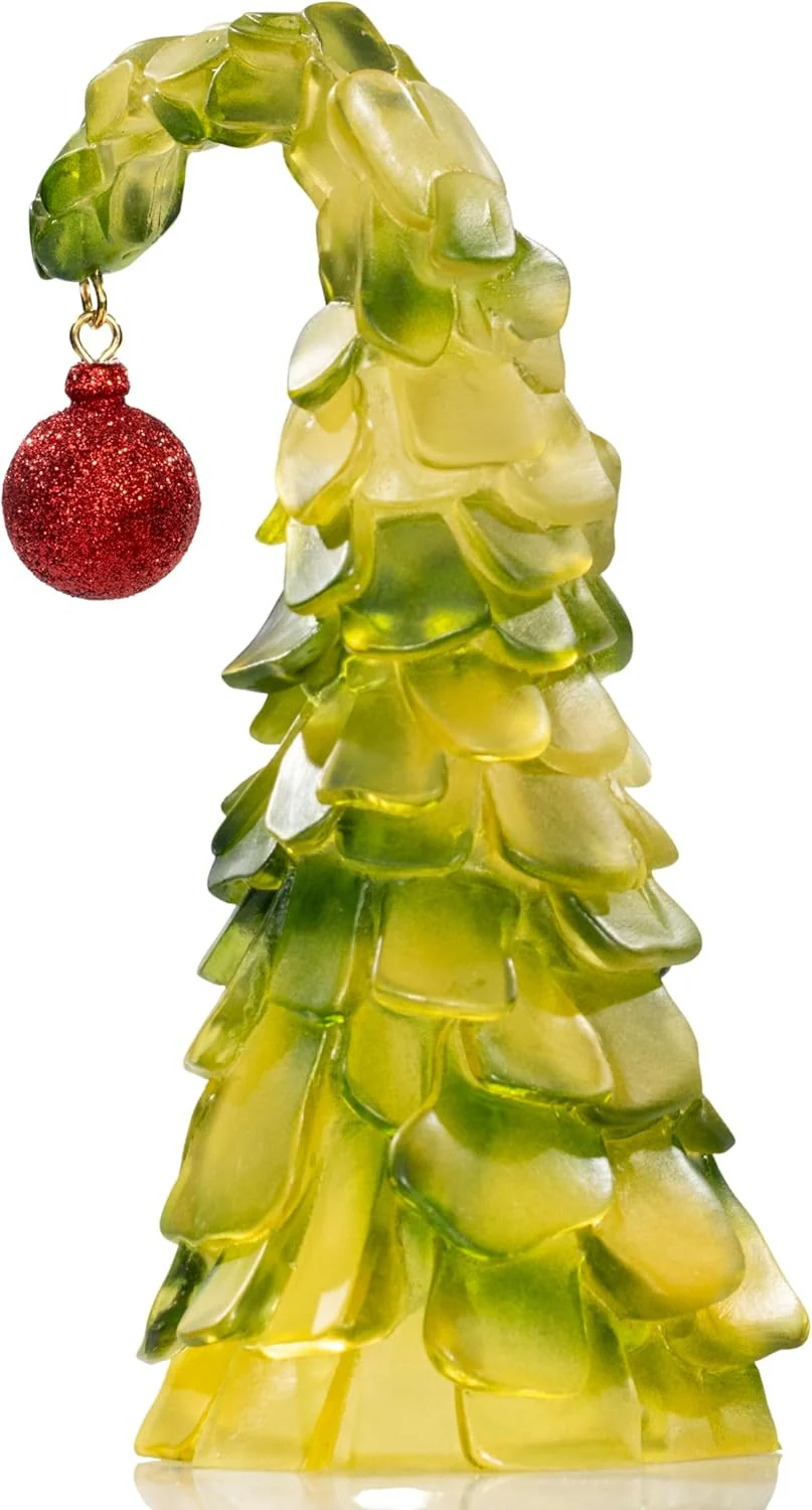 Green Monster Bend Christmas Tree with Red Ornament 8” Glass Holiday Decoration - Image 3