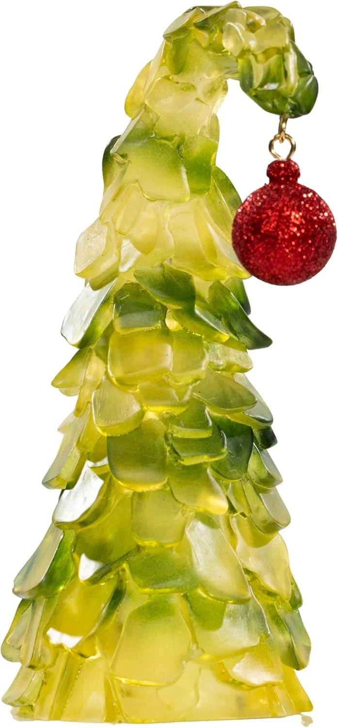 Green Monster Bend Christmas Tree with Red Ornament 8” Glass Holiday Decoration - Image 4