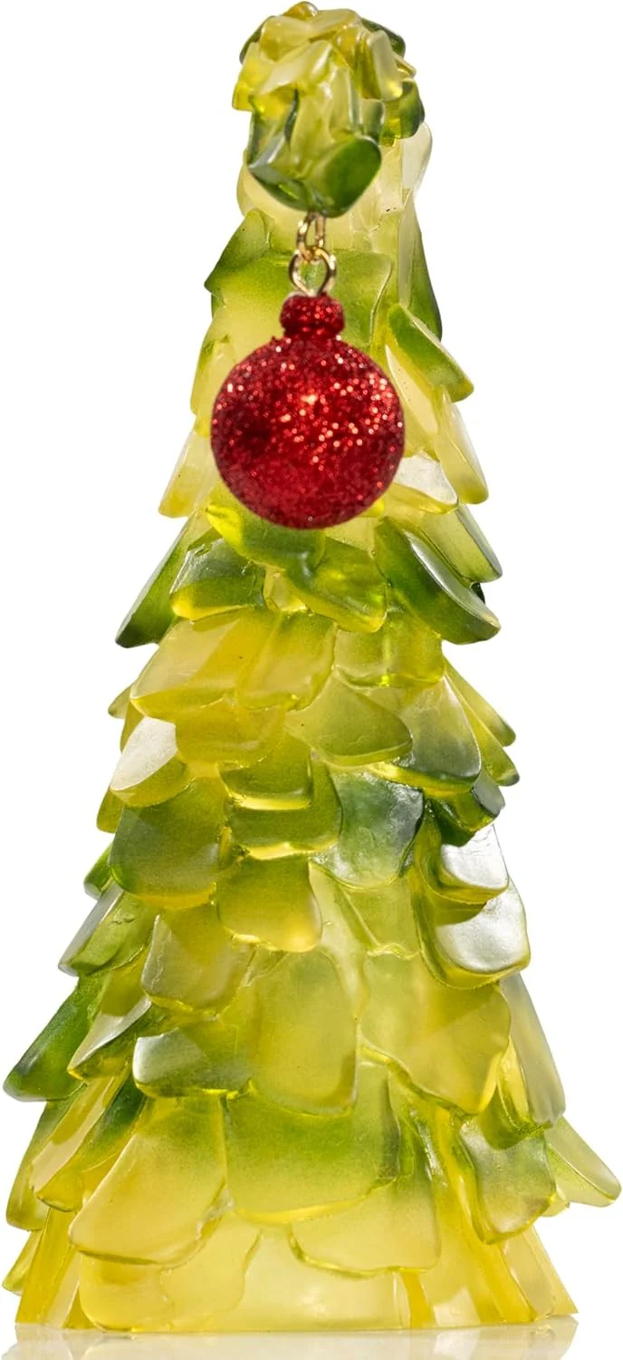 Green Monster Bend Christmas Tree with Red Ornament 8” Glass Holiday Decoration - Image 6