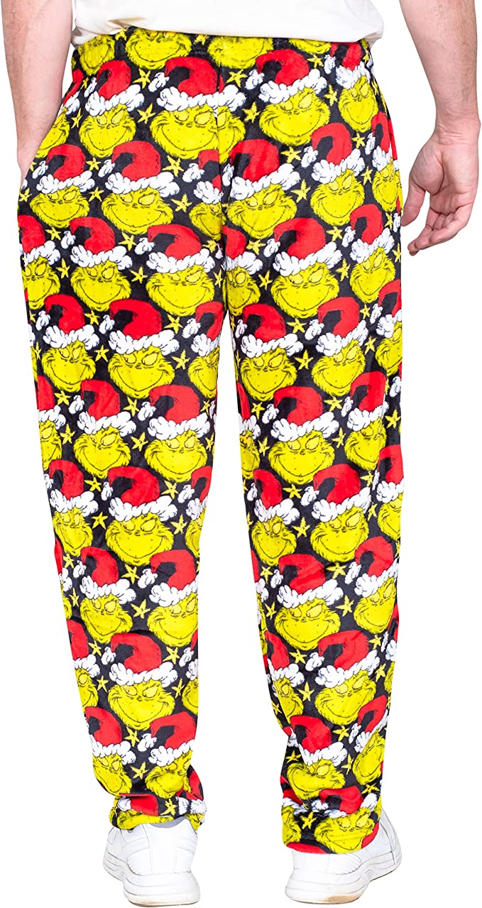 Grinch All Over Santa Hat Christmas Pajamas Lounge Pants - Image 2