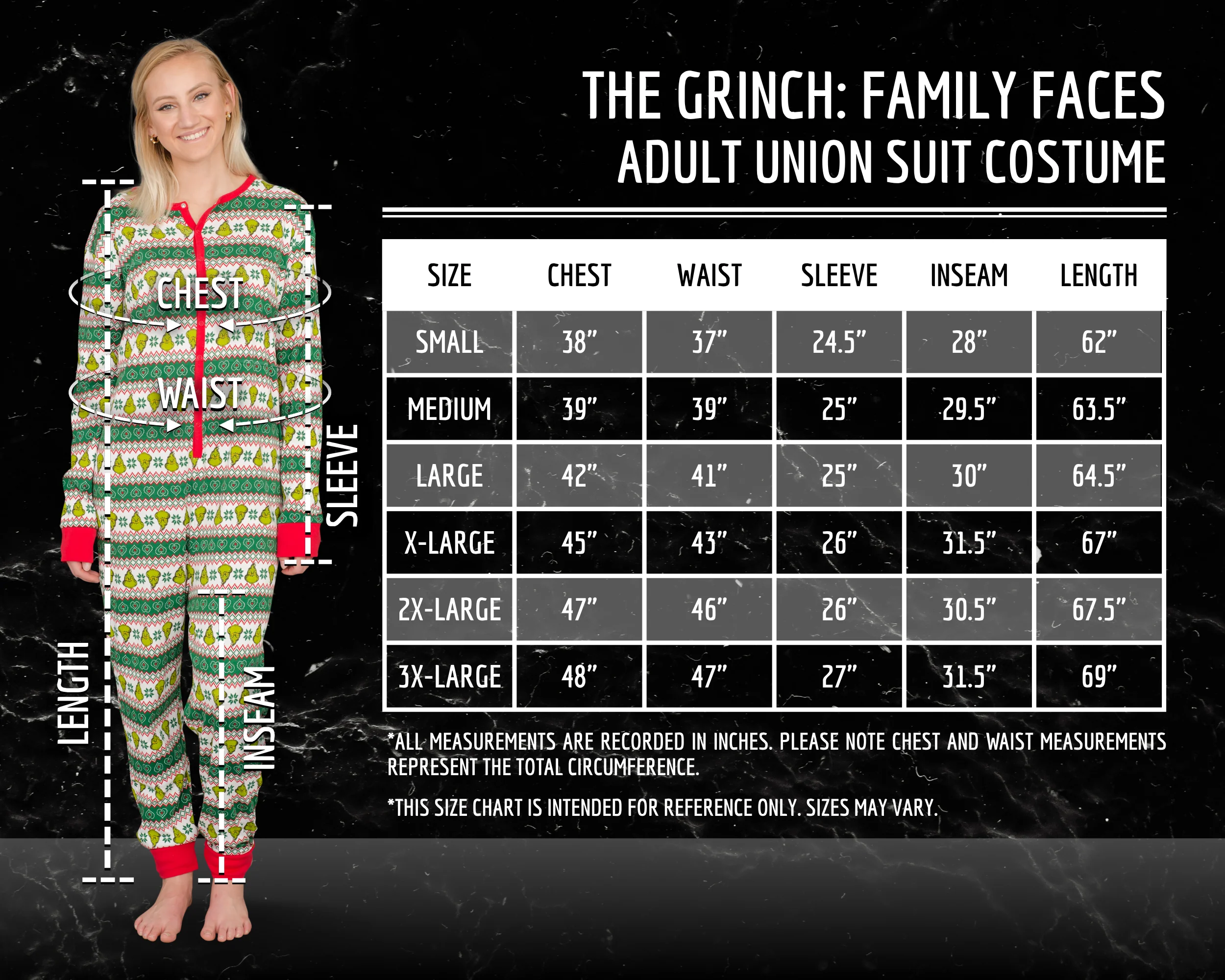 Grinch Family Faces Christmas Adult Pajama Union Suit - Image 10