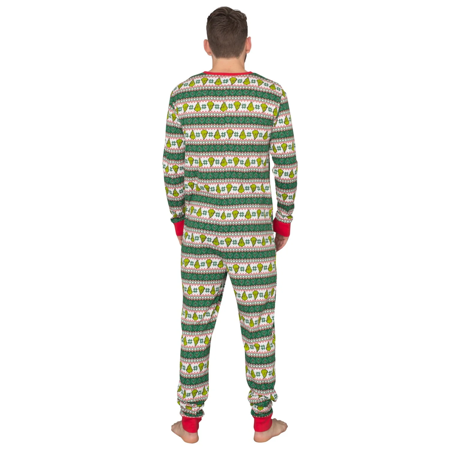 Grinch Family Faces Christmas Adult Pajama Union Suit - Image 2