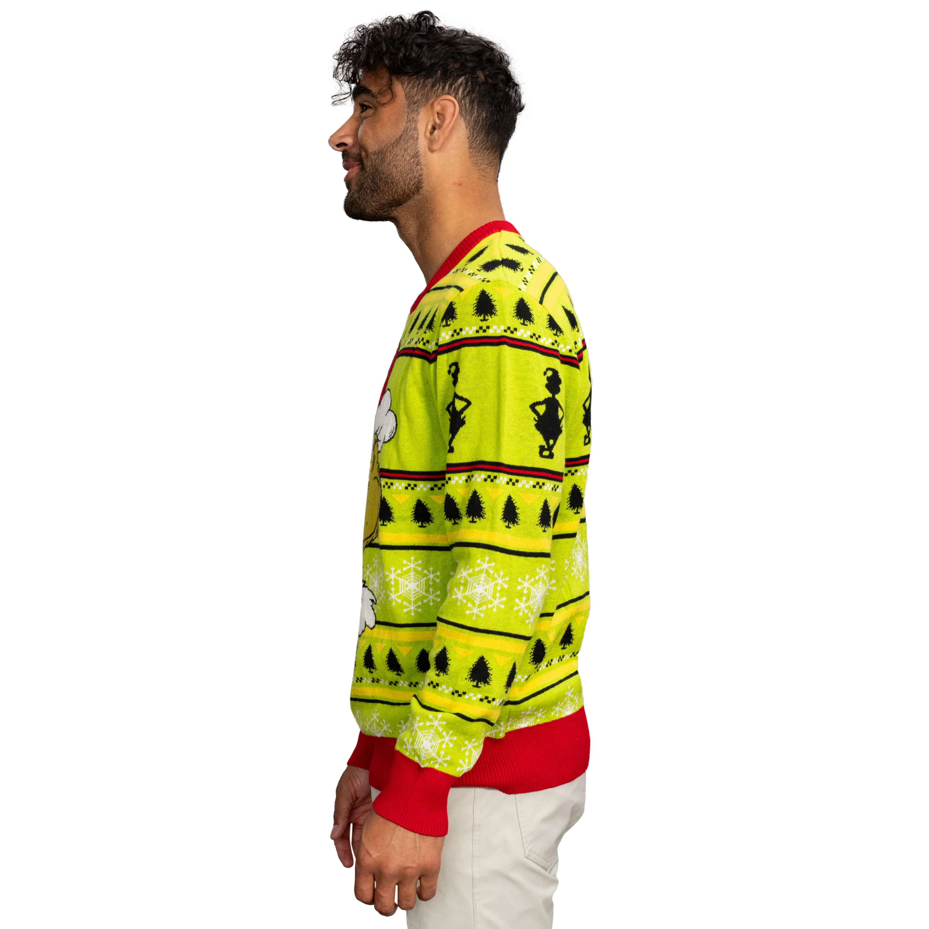 Grinch Head Santa Hat Wreath Sweater - Image 3