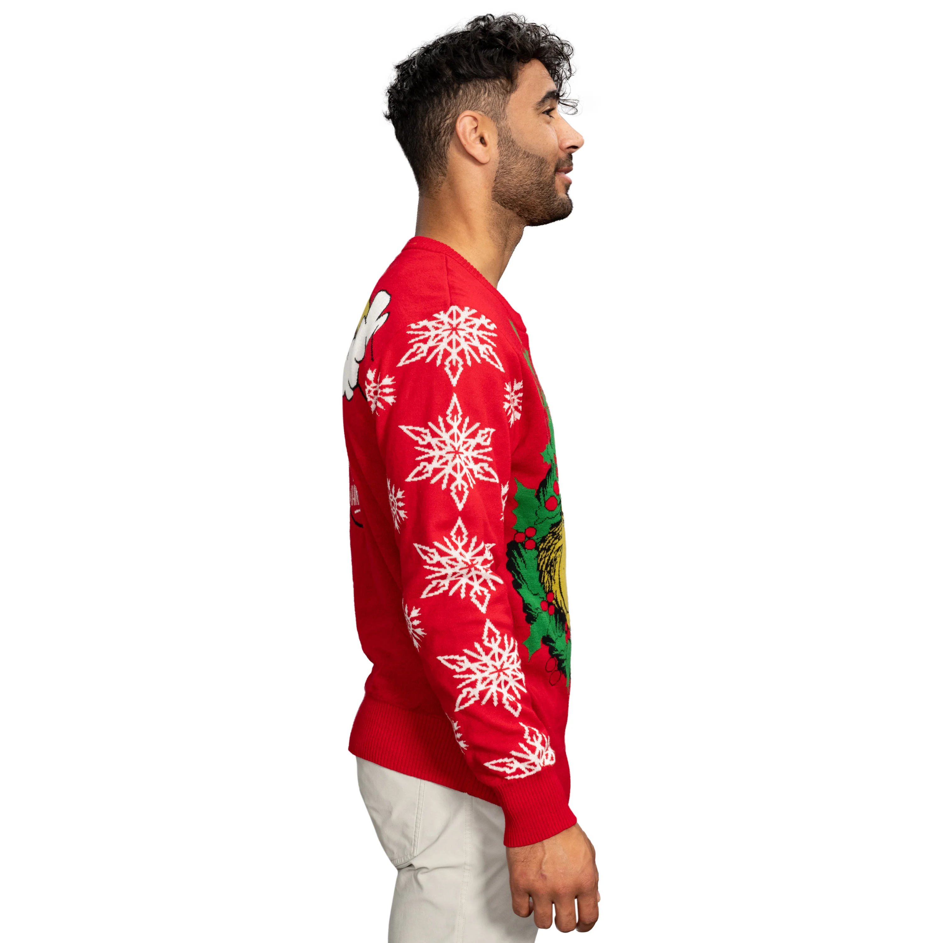 Grinch Head Santa Hat Wreath Sweater - Image 2
