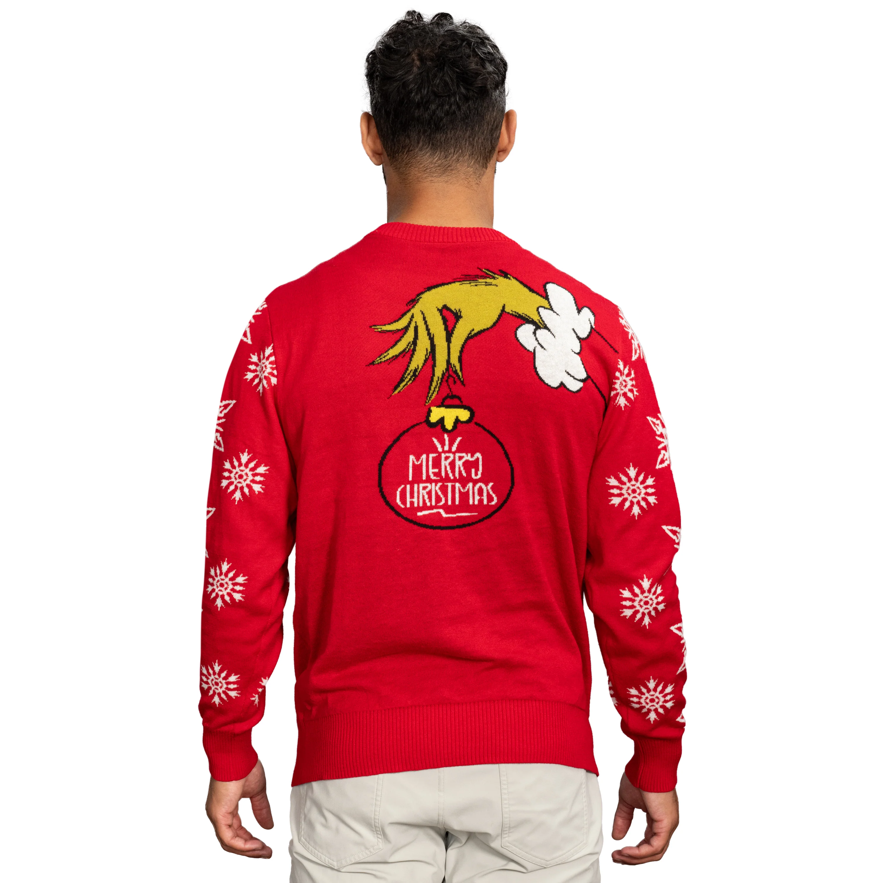 Grinch Head Santa Hat Wreath Sweater - Image 5