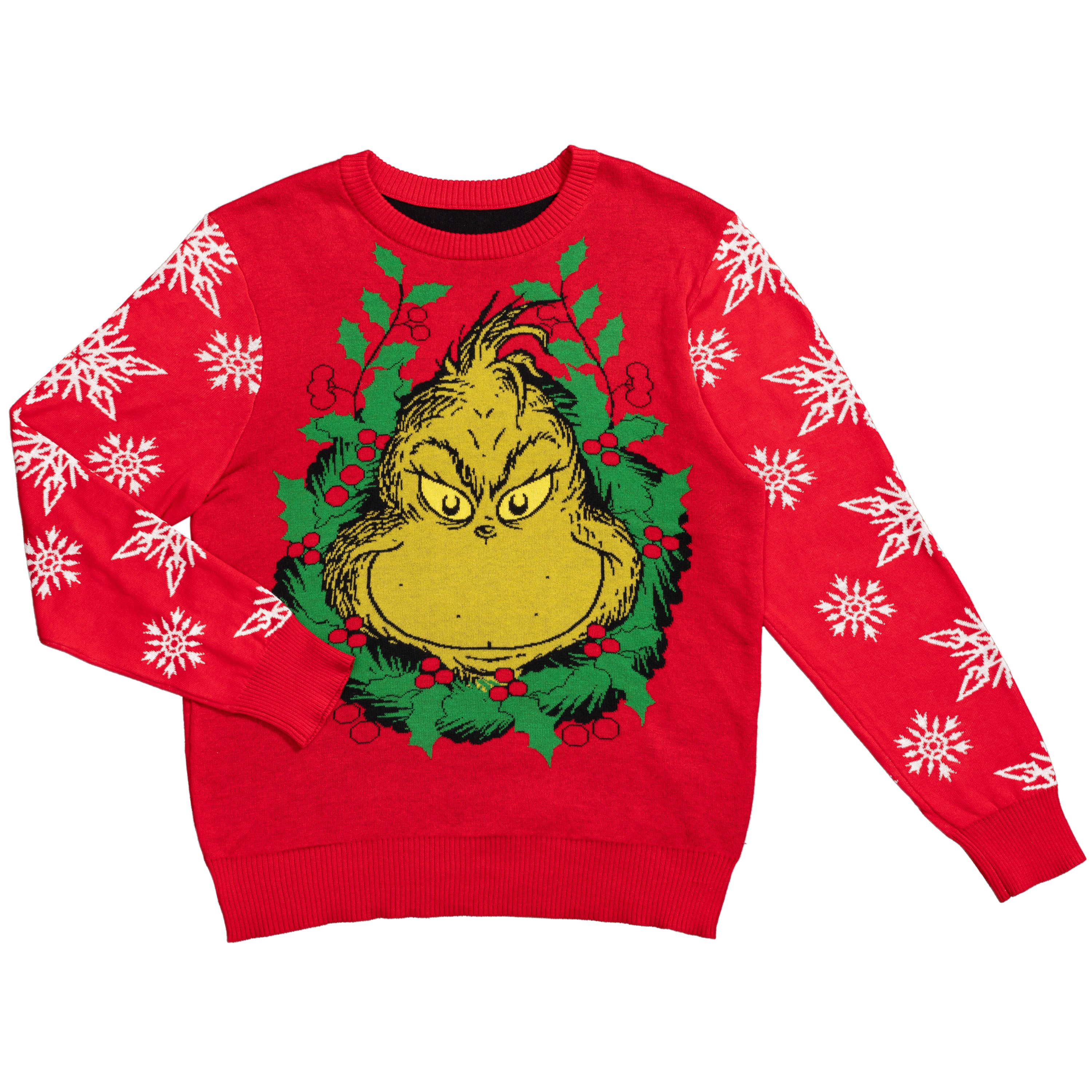 Grinch Head Santa Hat Wreath Sweater - Image 8