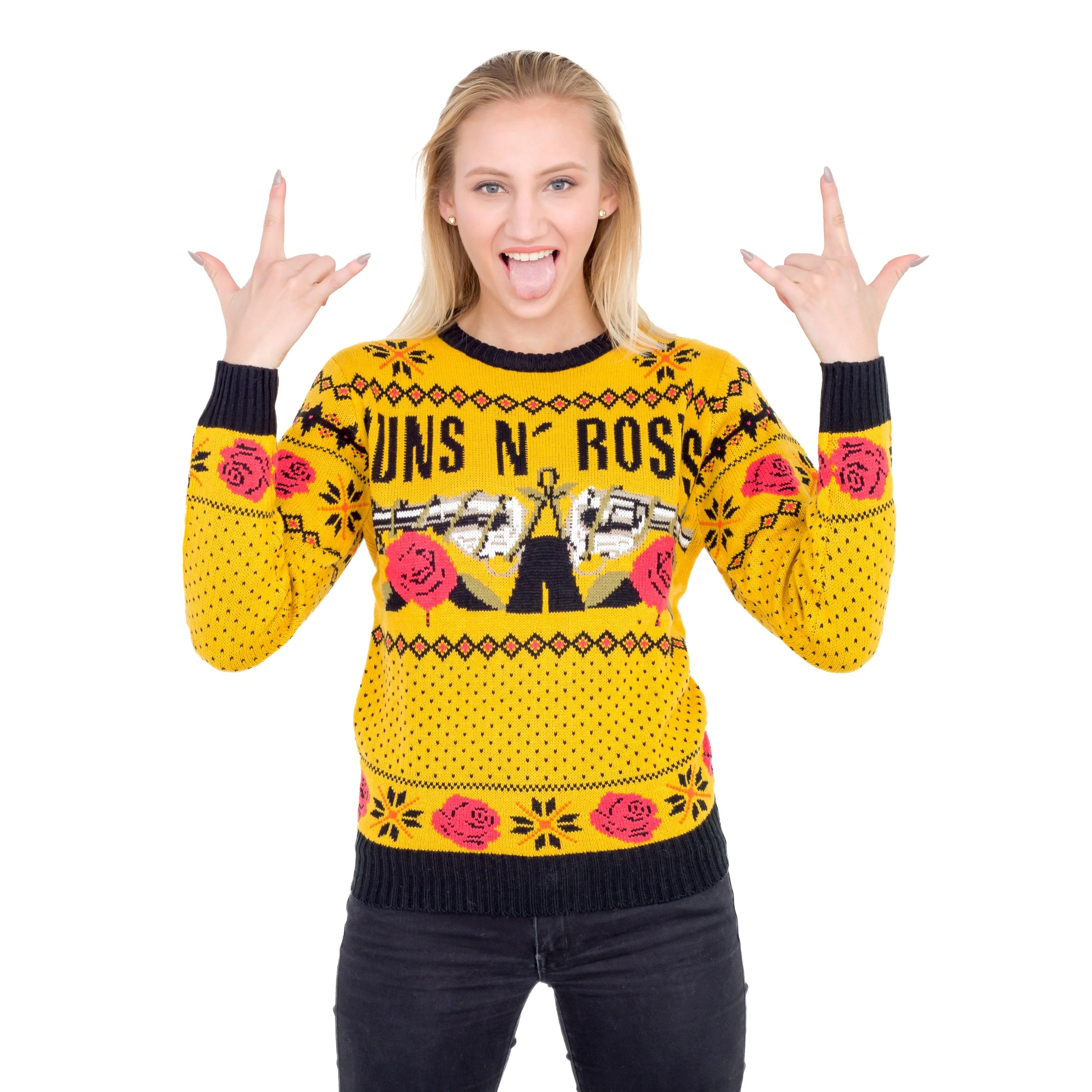 Guns N' Roses Hard Rock Band Text and Logo Ugly Christmas Xmas Sweater - Image 3