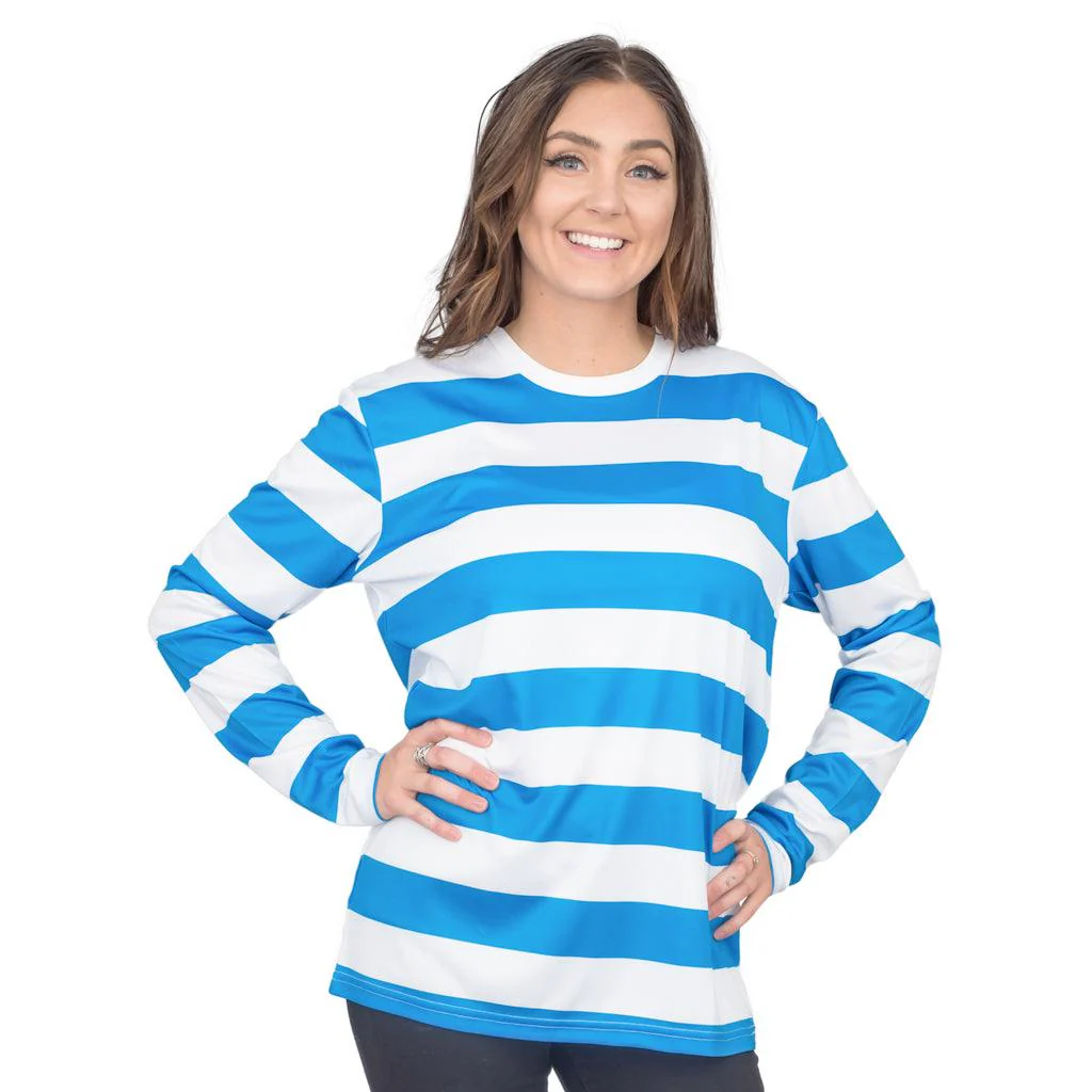 Halloween Costume Waldo Robber Striped Long Sleeve Shirt - Image 6