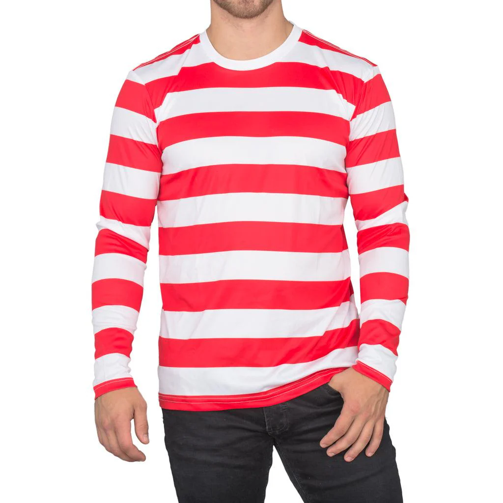 Halloween Costume Waldo Robber Striped Long Sleeve Shirt - Image 8