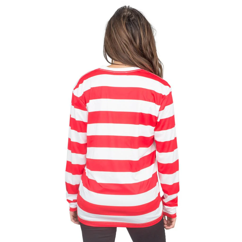 Halloween Costume Waldo Robber Striped Long Sleeve Shirt - Image 9