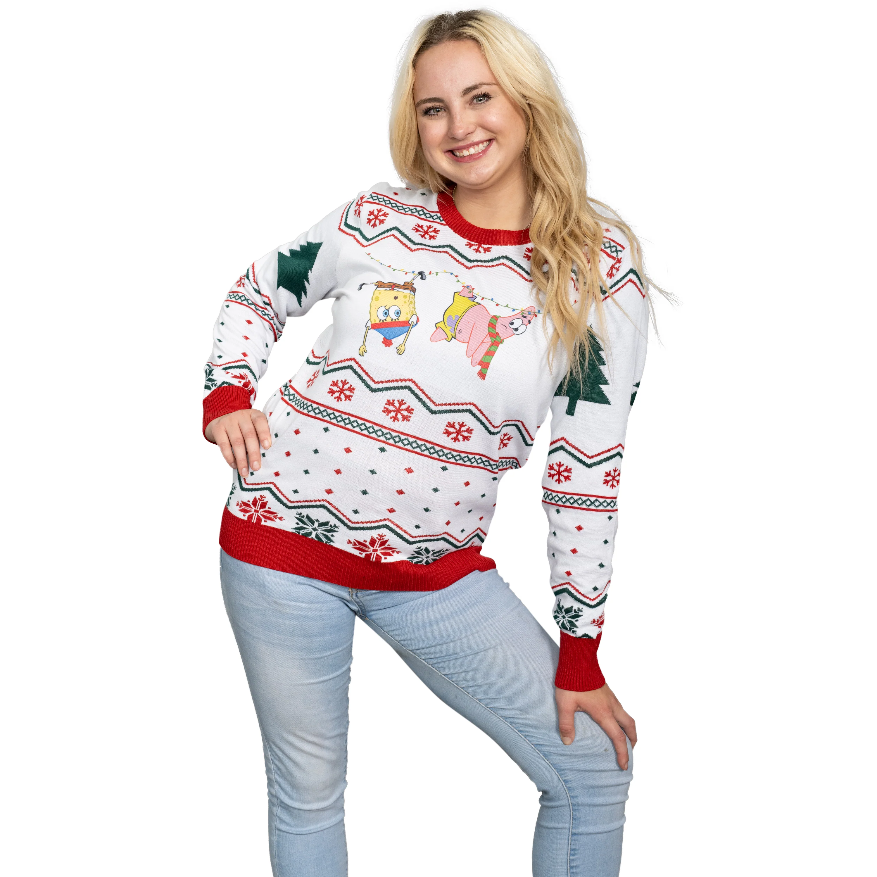 Hanging Lights SpongeBob and Patrick Christmas Sweater - Image 5