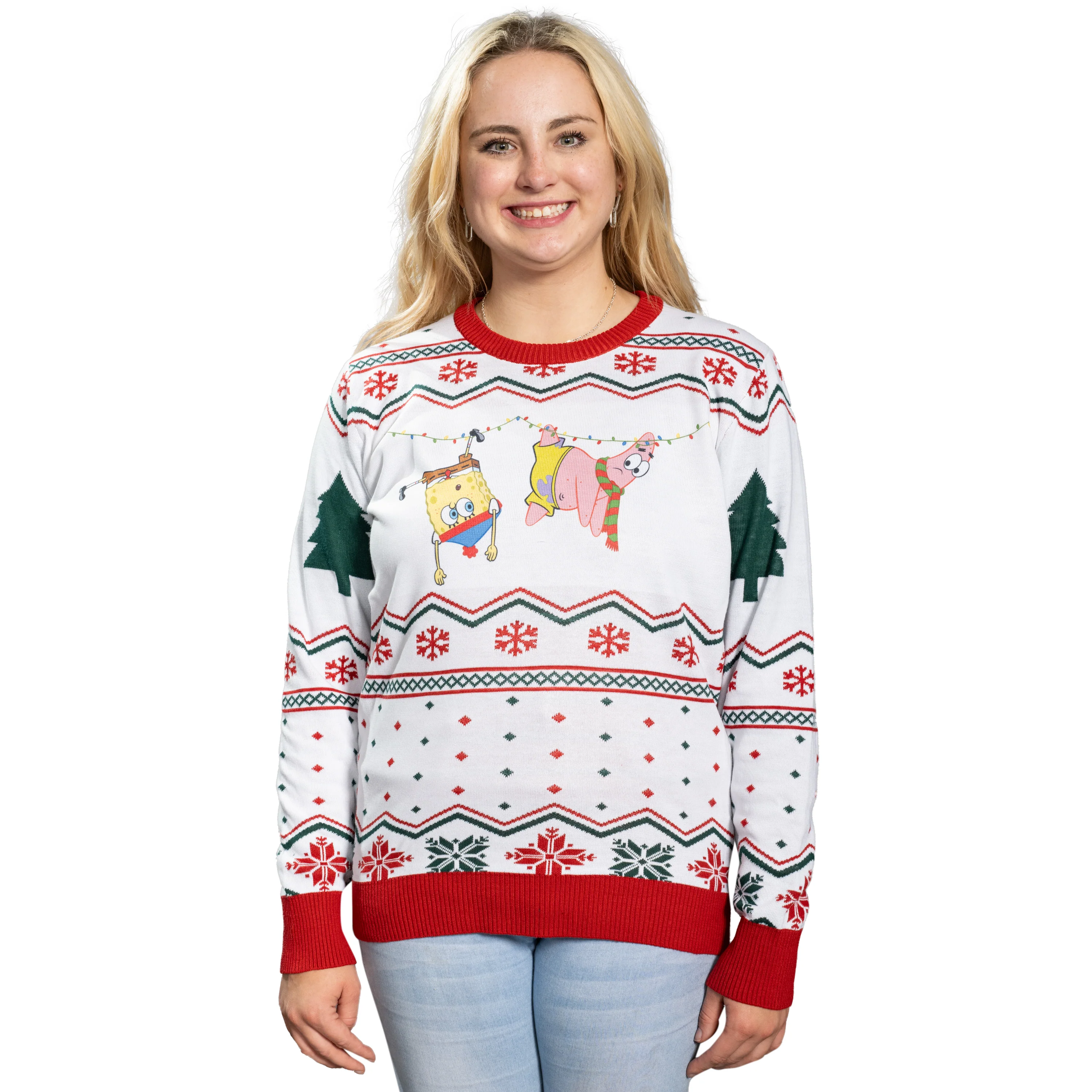 Hanging Lights SpongeBob and Patrick Christmas Sweater - Image 6