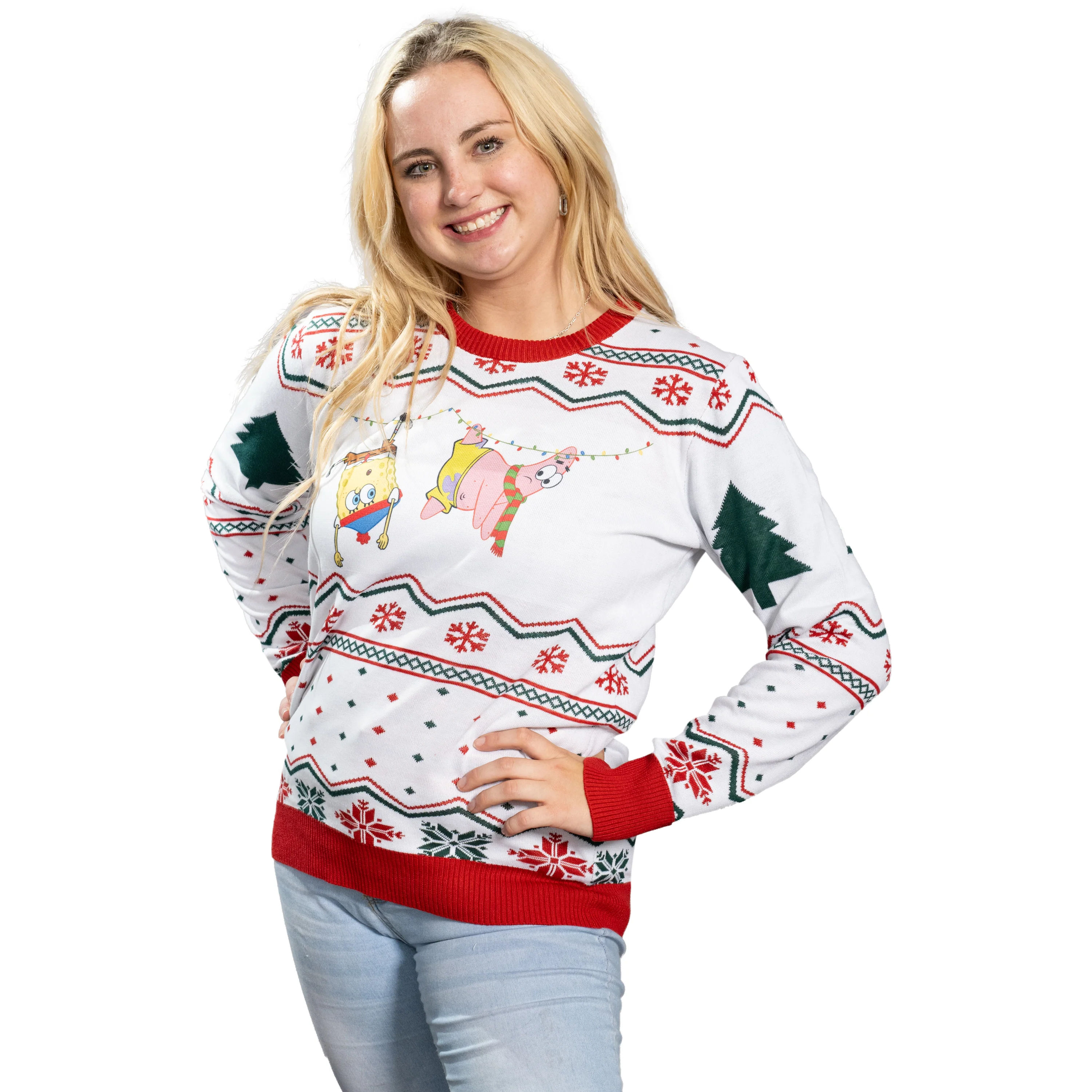 Hanging Lights SpongeBob and Patrick Christmas Sweater - Image 8