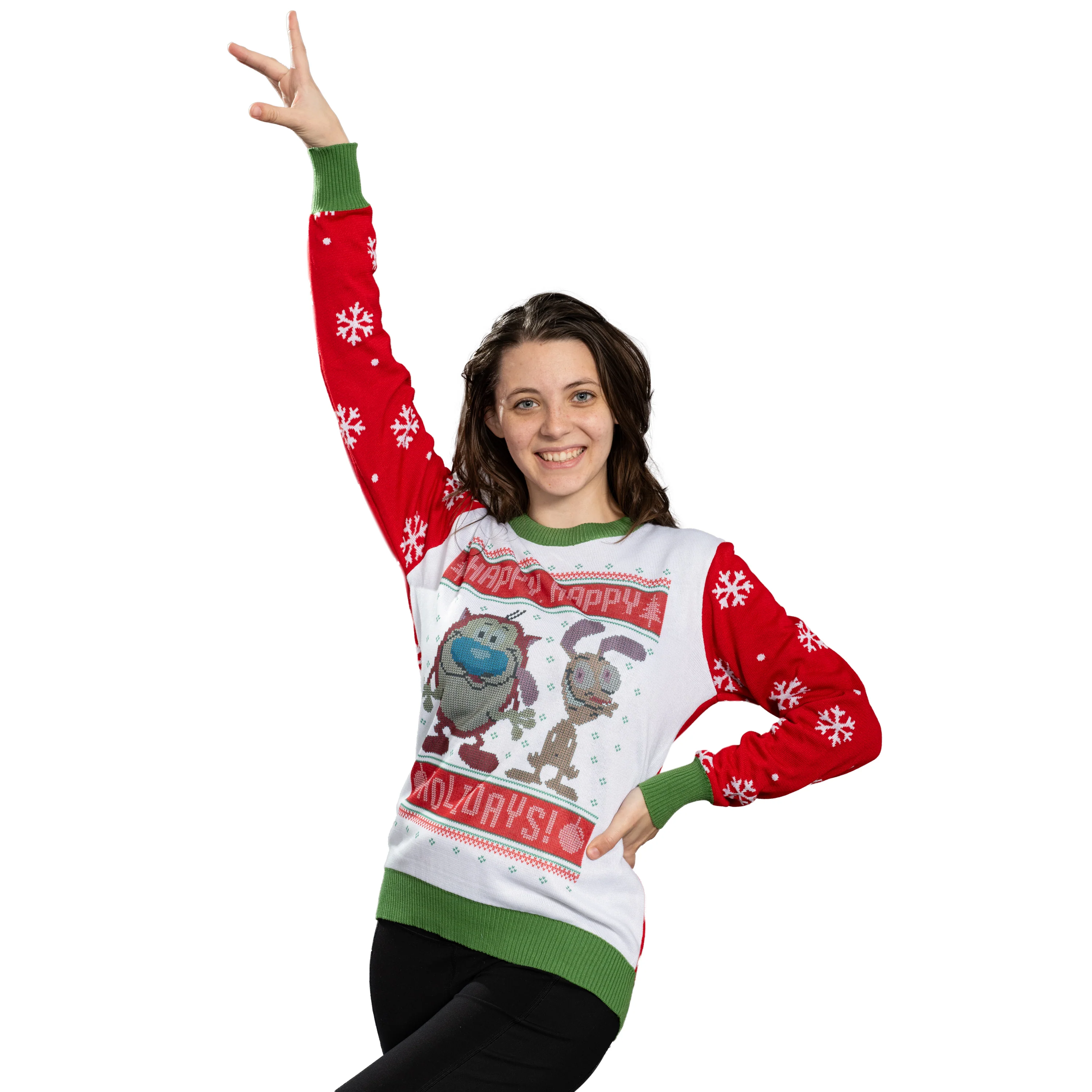 Happy Happy Holidays Ren & Stimpy Character Sweater - Image 5