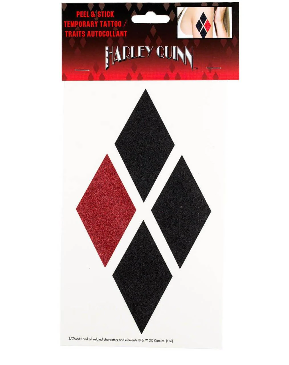 Harley Quinn Peel and Stick Temporary Arm Tattoo