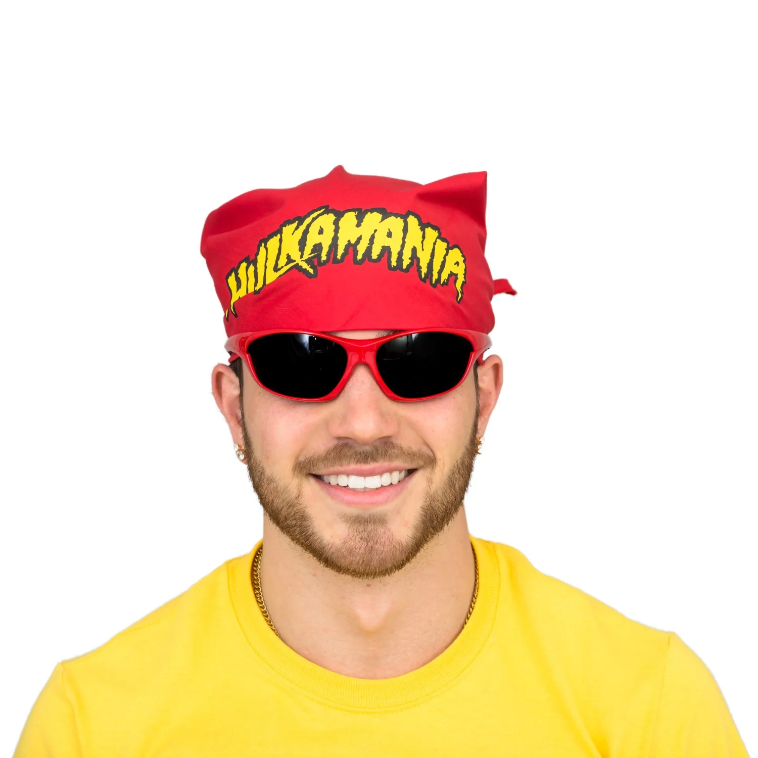 Hulkamania Red/Gold Halloween Cosplay Costume Bandana - Image 5