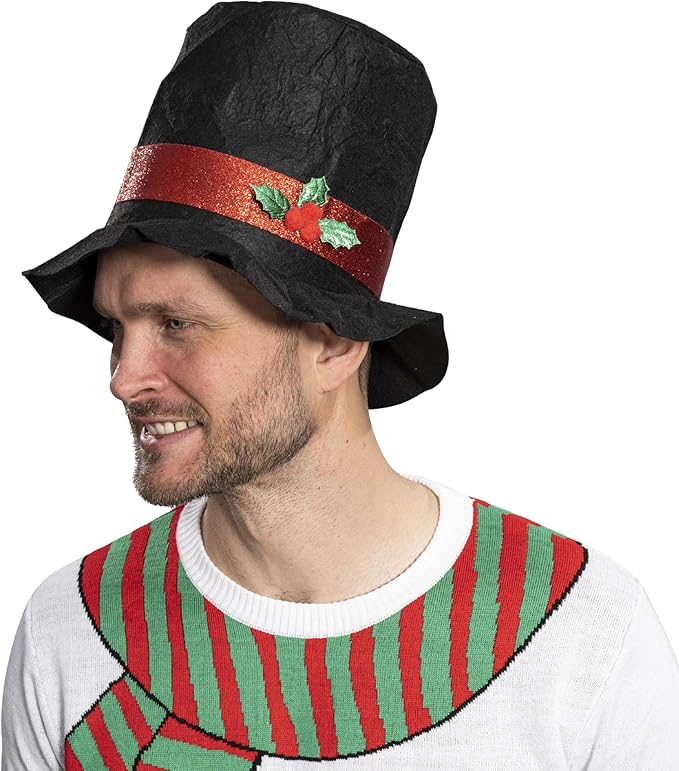 I Am the Snowman Knitted Unisex Ugly Christmas Sweater Top Hat Costume Set - Image 4