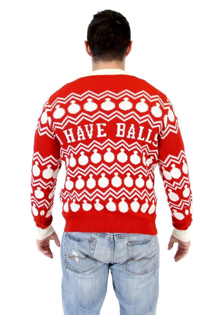 I Have Circles Ornament Pattern Adult Red Sweater - Image 2