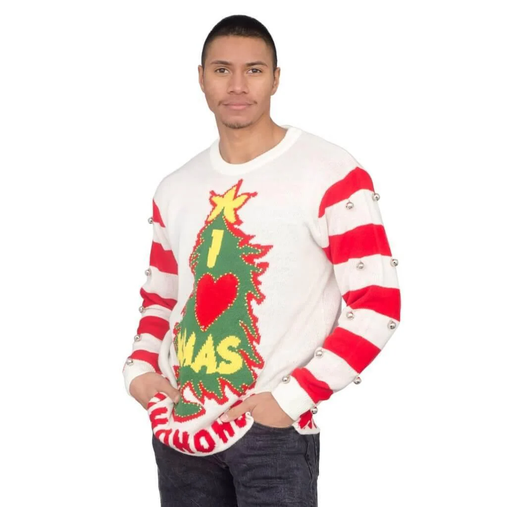 I Love Xmas Light Up and Bells Christmas Sweater - Image 3