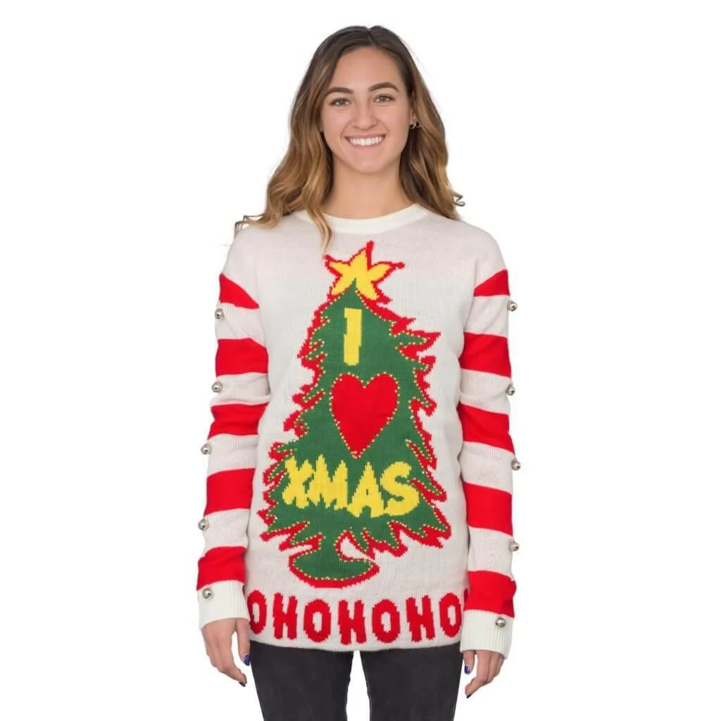 I Love Xmas Light Up and Bells Christmas Sweater - Image 4