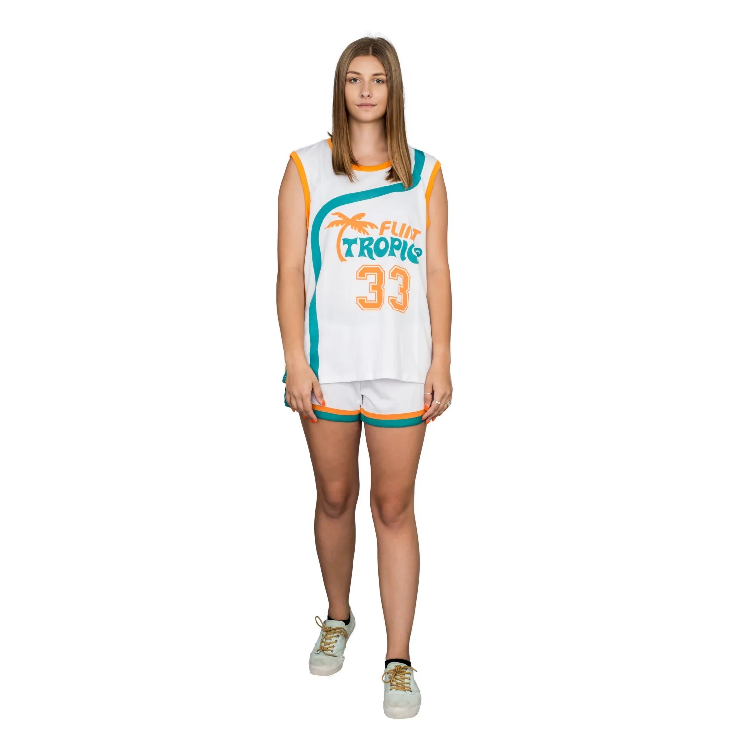 Jackie Moon Basketball Player Flint Tropics #33 Jersey and Shorts Halloween Costume Cosplay - Image 5