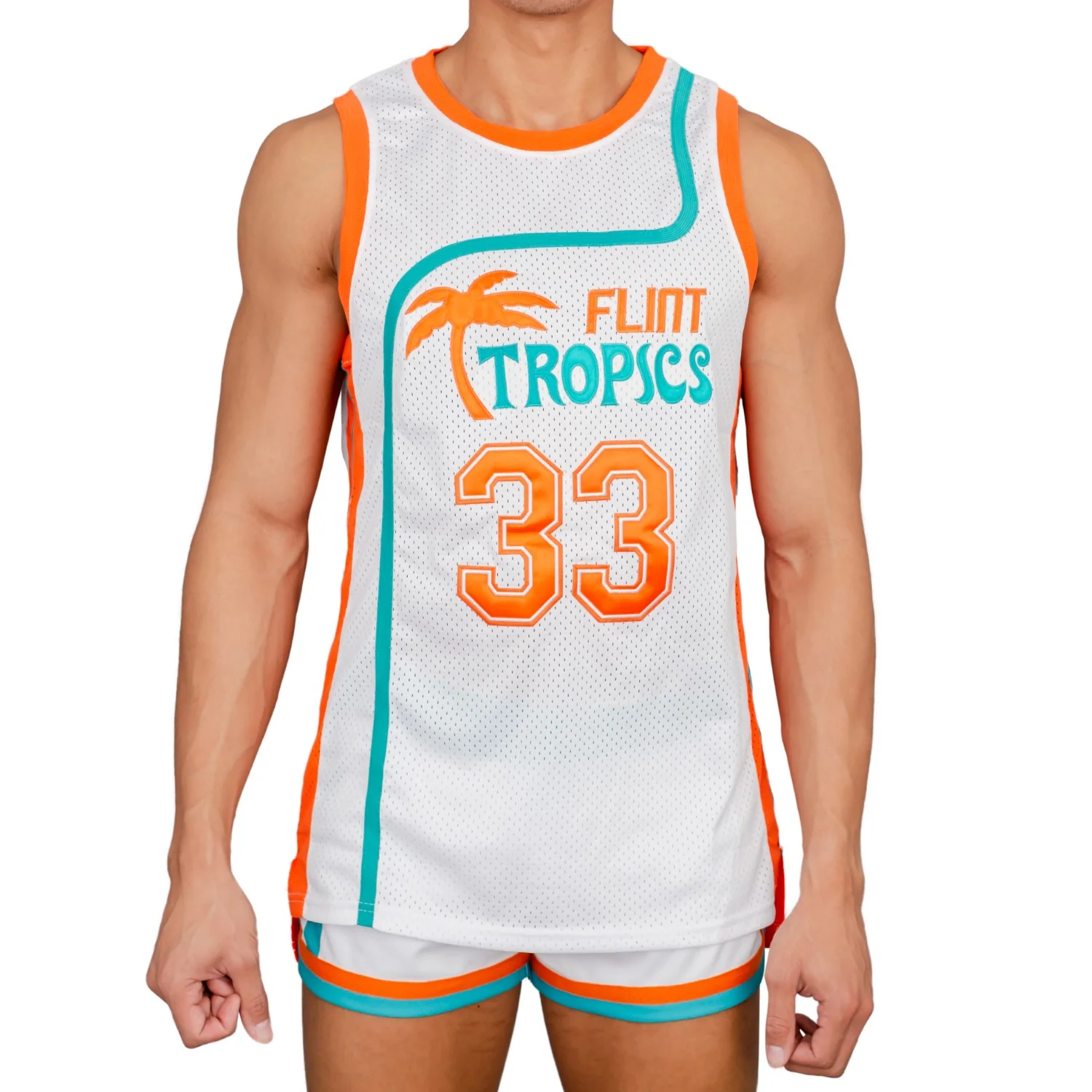 Jackie Moon Basketball Player Flint Tropics #33 Jersey and Shorts Halloween Costume Cosplay - Image 6