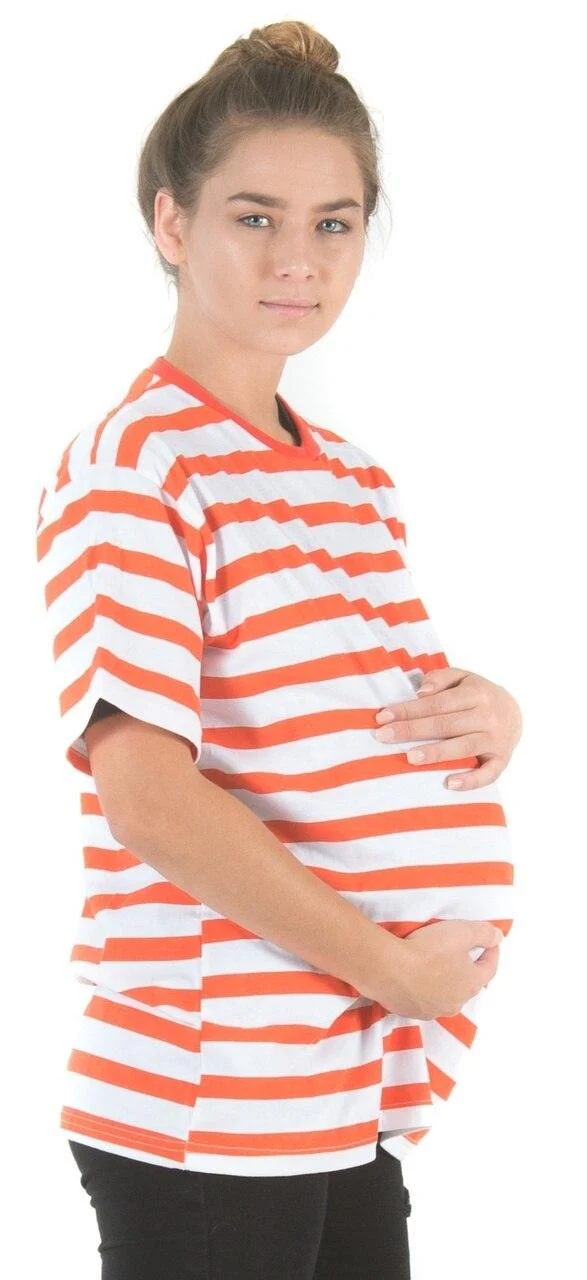 Juno Orange and White Pregnant Impersonation Halloween Cosplay Costume T-Shirt