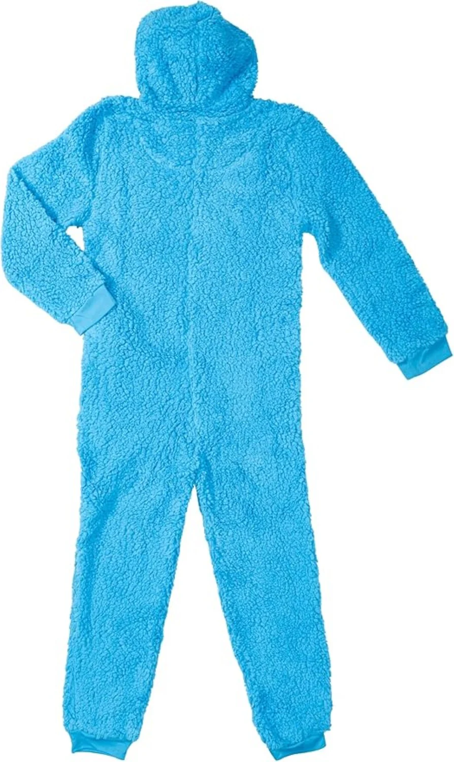 Kids Youth Officially Licensed Sesame Cookie Monster Halloween Cosplay Costume Fleece Jumpsuit - Image 2
