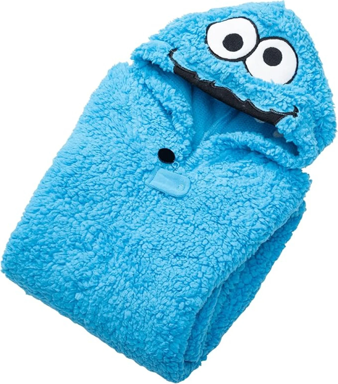 Kids Youth Officially Licensed Sesame Cookie Monster Halloween Cosplay Costume Fleece Jumpsuit - Image 3