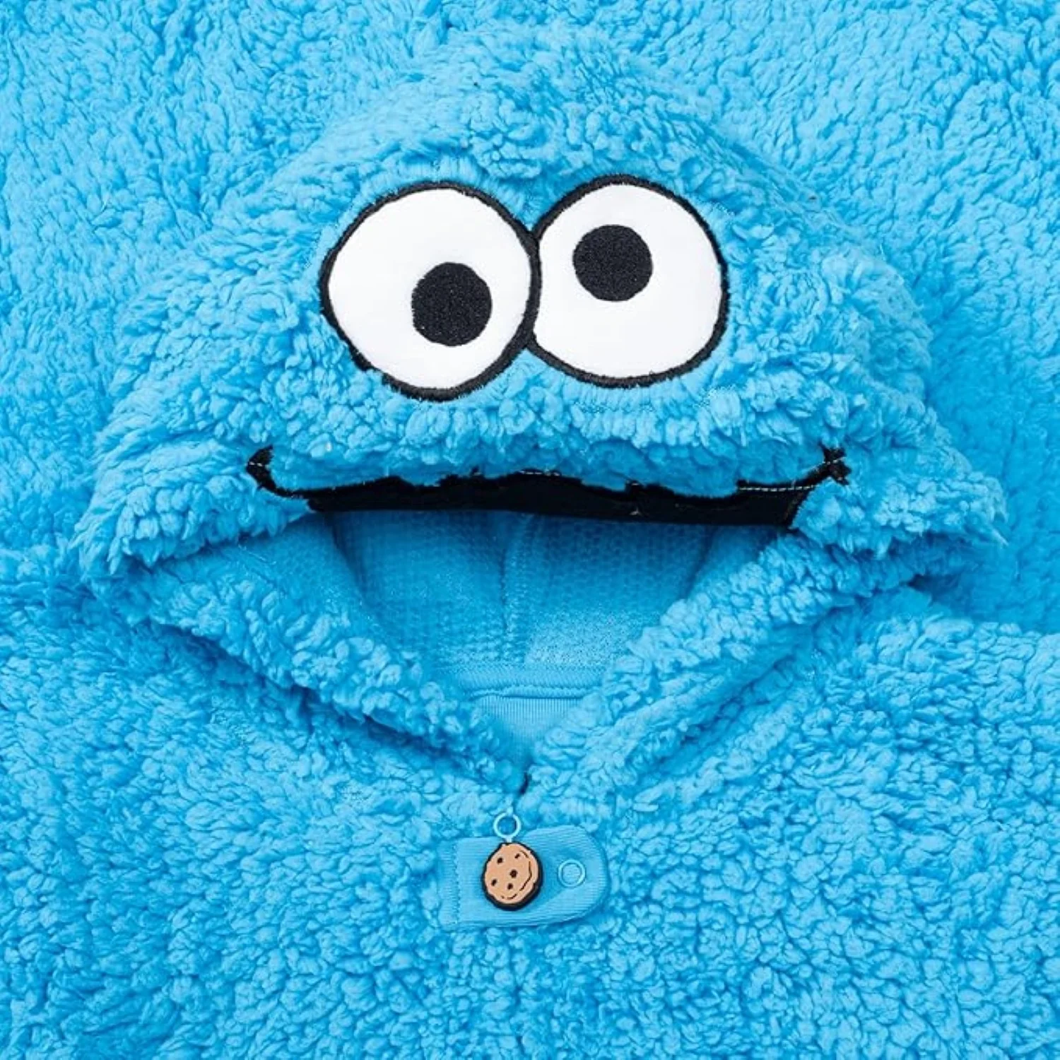 Kids Youth Officially Licensed Sesame Cookie Monster Halloween Cosplay Costume Fleece Jumpsuit - Image 4