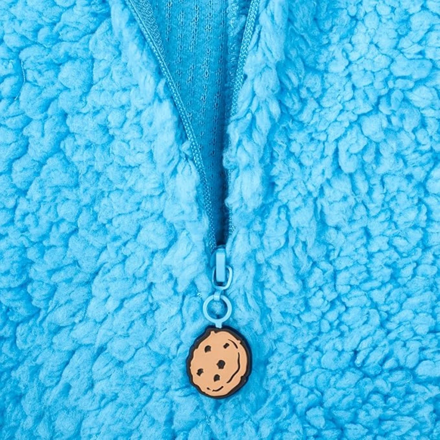Kids Youth Officially Licensed Sesame Cookie Monster Halloween Cosplay Costume Fleece Jumpsuit - Image 5