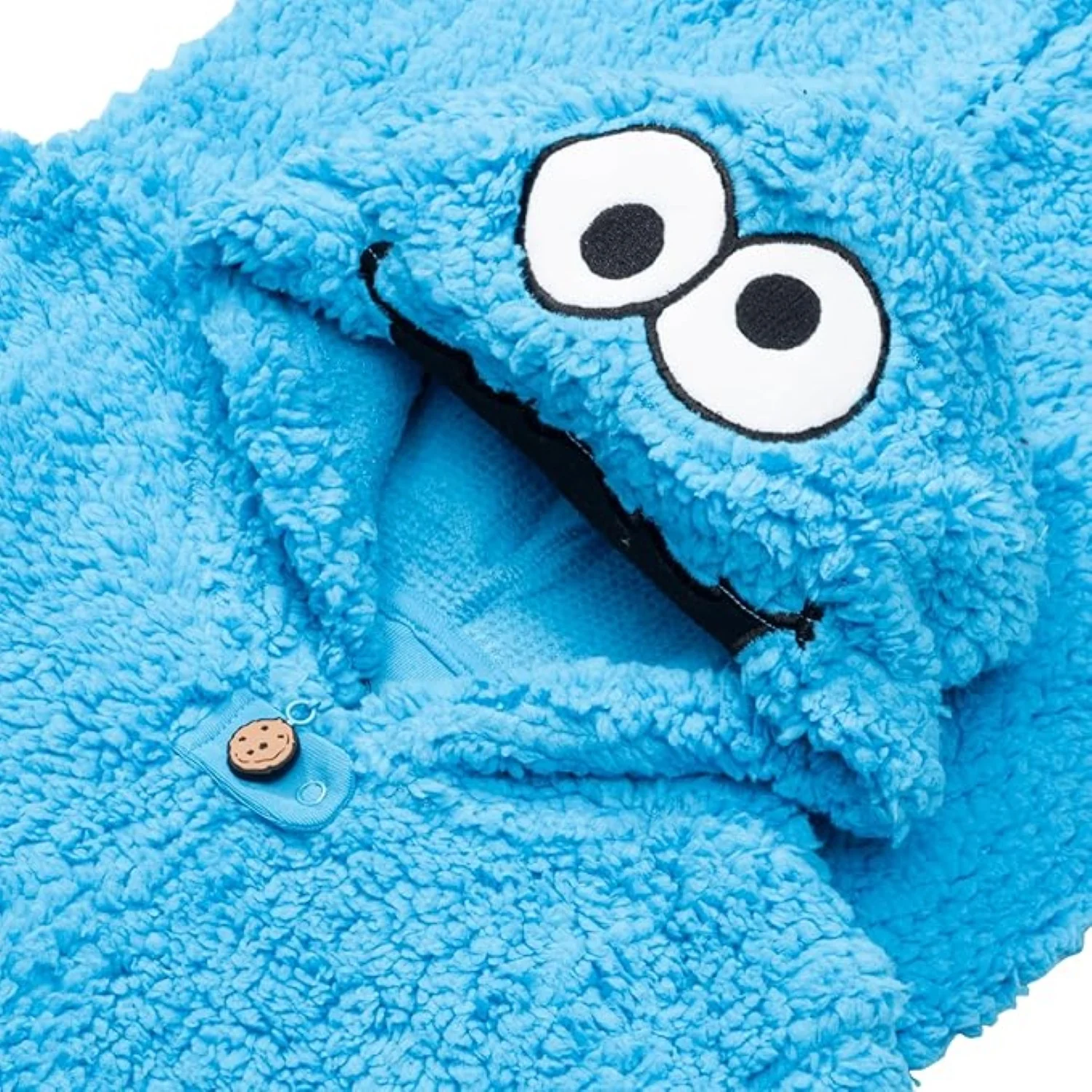 Kids Youth Officially Licensed Sesame Cookie Monster Halloween Cosplay Costume Fleece Jumpsuit - Image 7