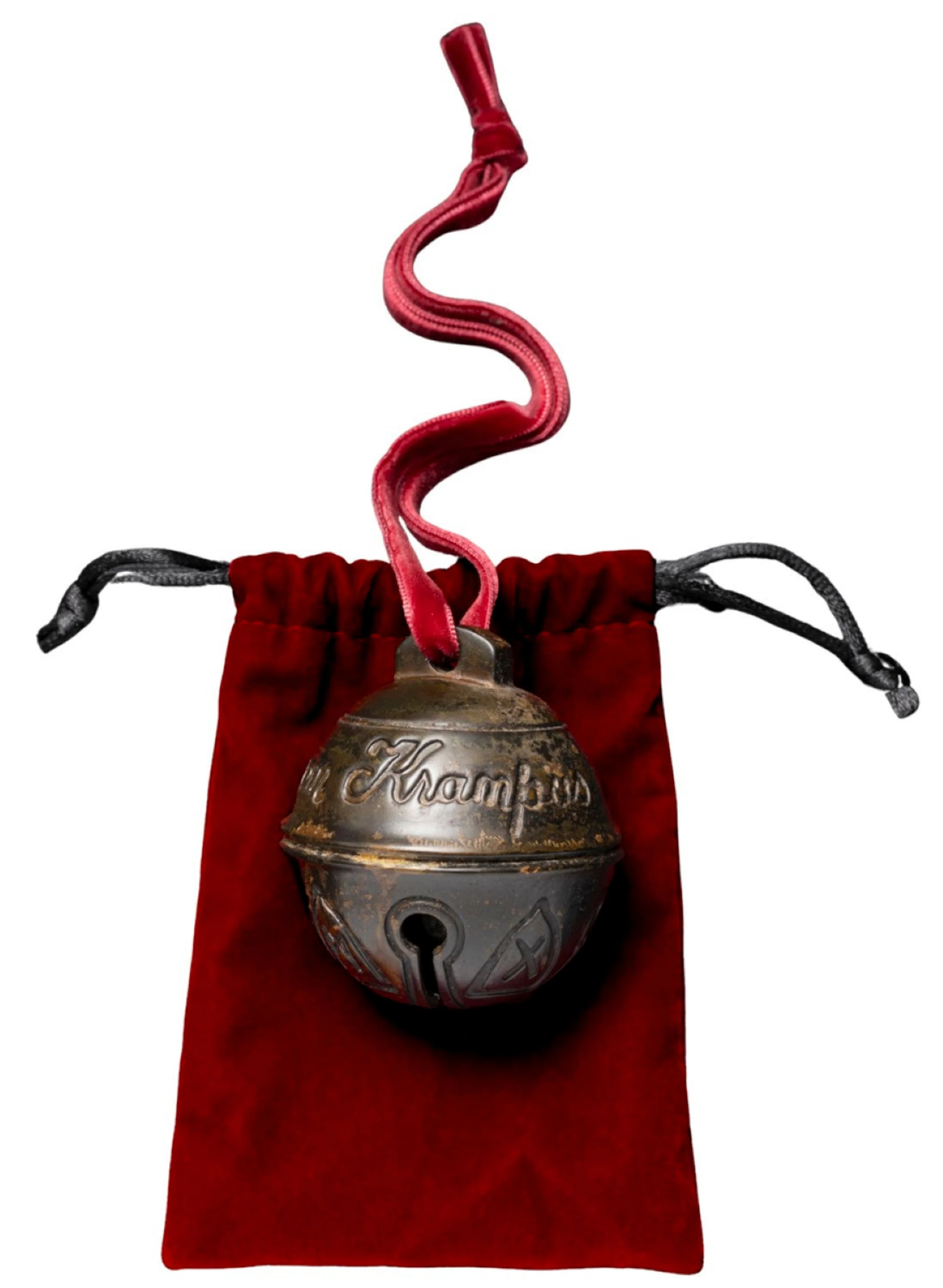 Krampus Bell Cursed Jingle Bell Metal Replica Xmas Ornament w/ Red Bag - Image 5