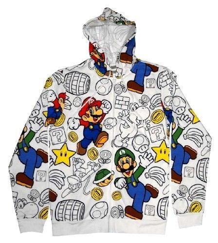 Luigi Allover Mens Zip-Up Sweatshirt Hoodie