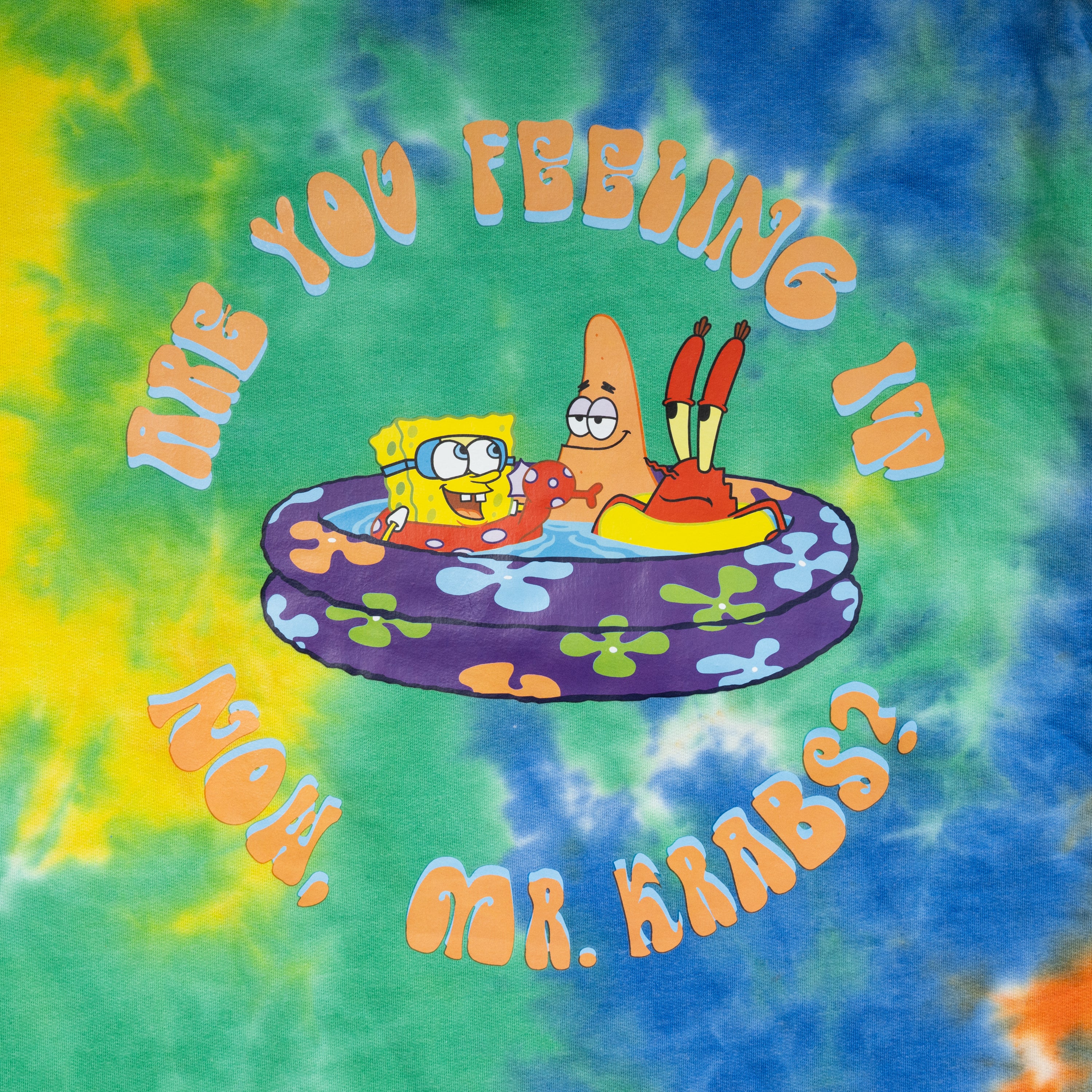 Mad Engine Spongebob Squarepants Patrick Mr. Krabs Pool Tie Dye Mens Hoodie - Image 3