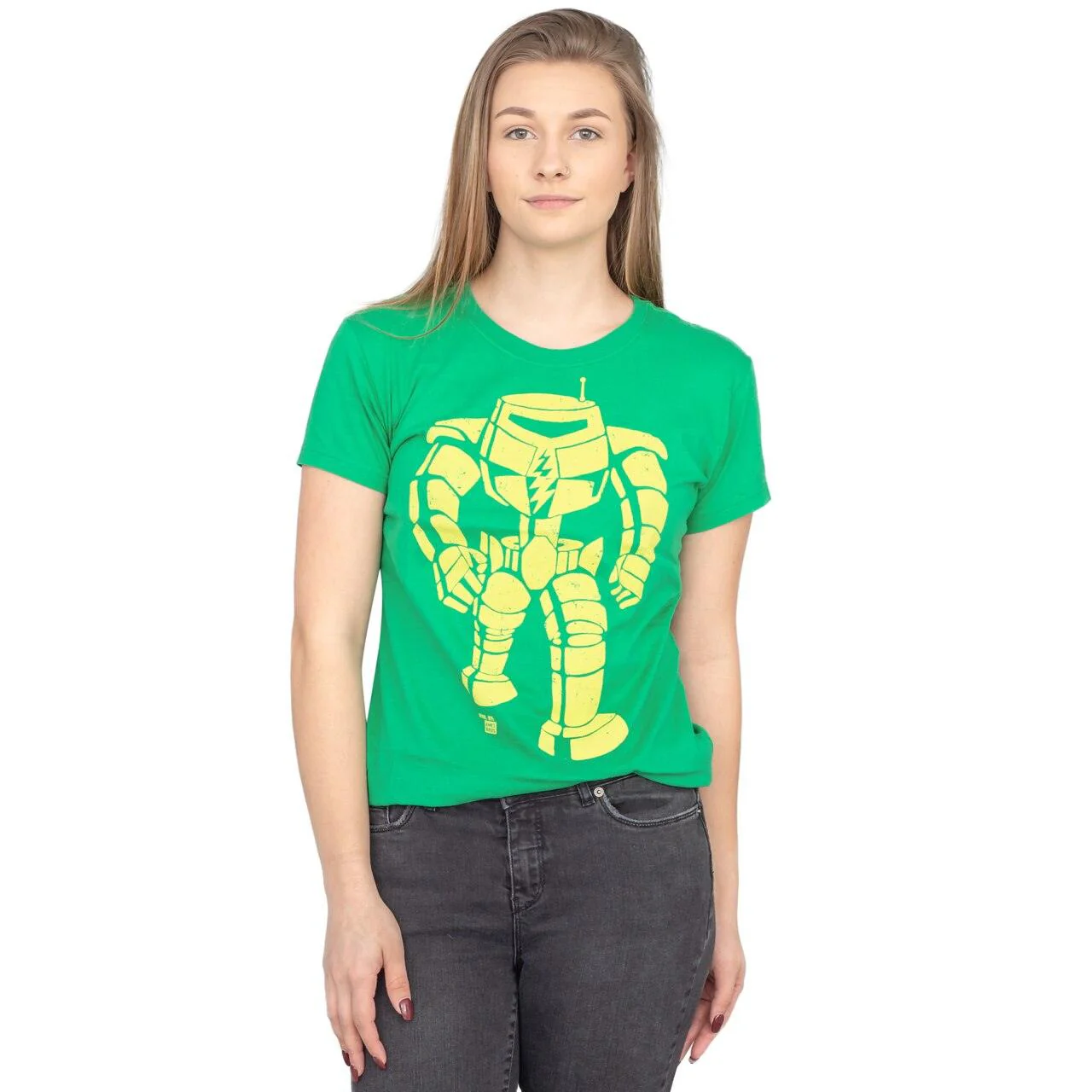 Man-Bot Vintage Graphic Green JUNIORS T-shirt - Image 3