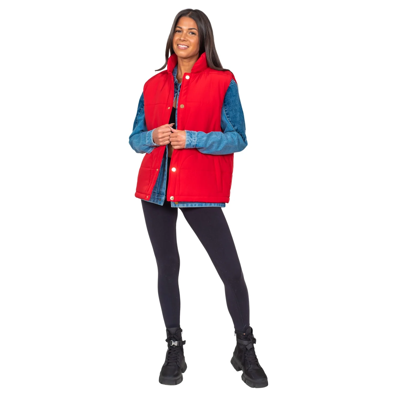 Marty McFly Denim Shirt and Red Puffy Vest Halloween Costume Cosplay - Image 9