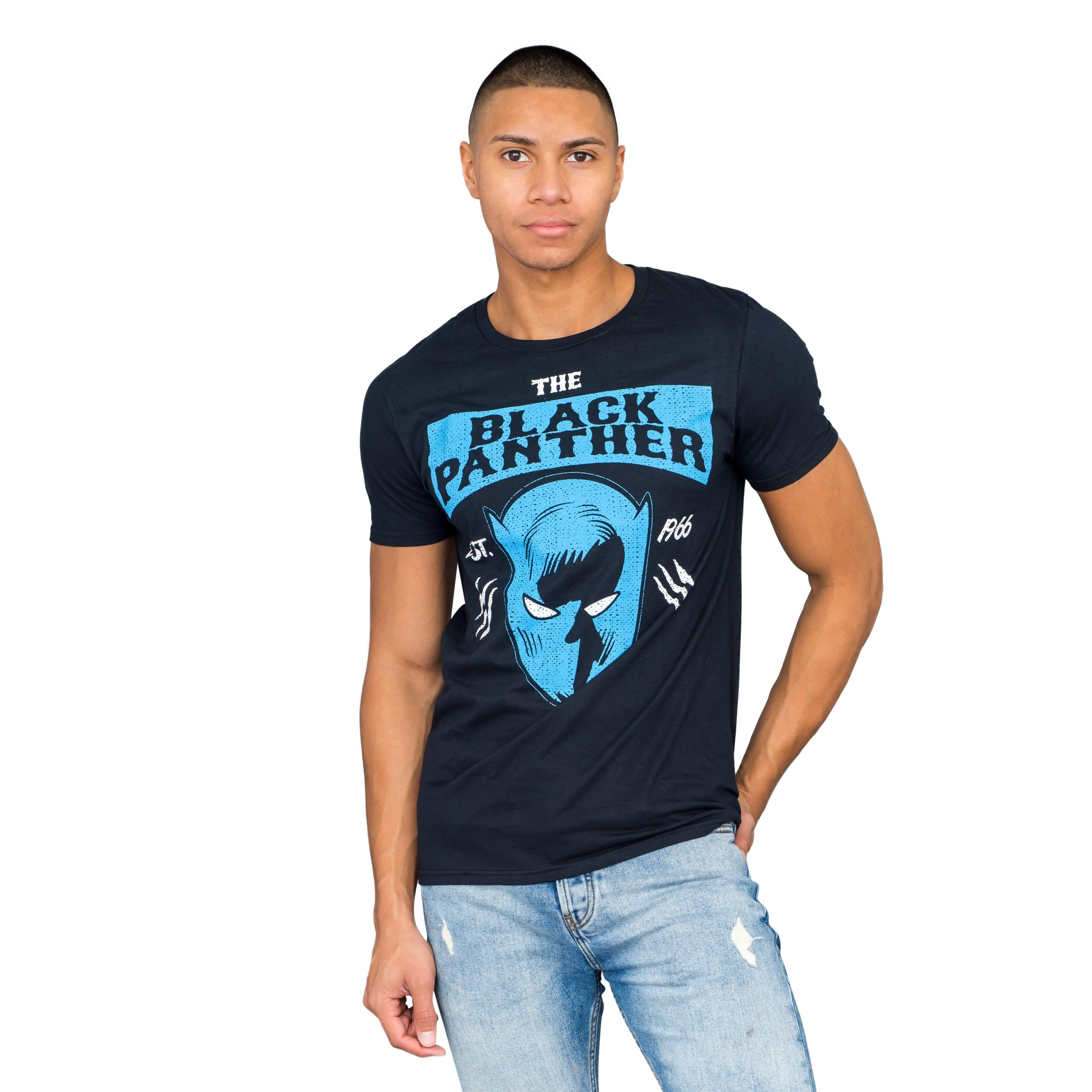 Marvel Comics Black Panther Headshot Est 1966 Black T-shirt - Image 2