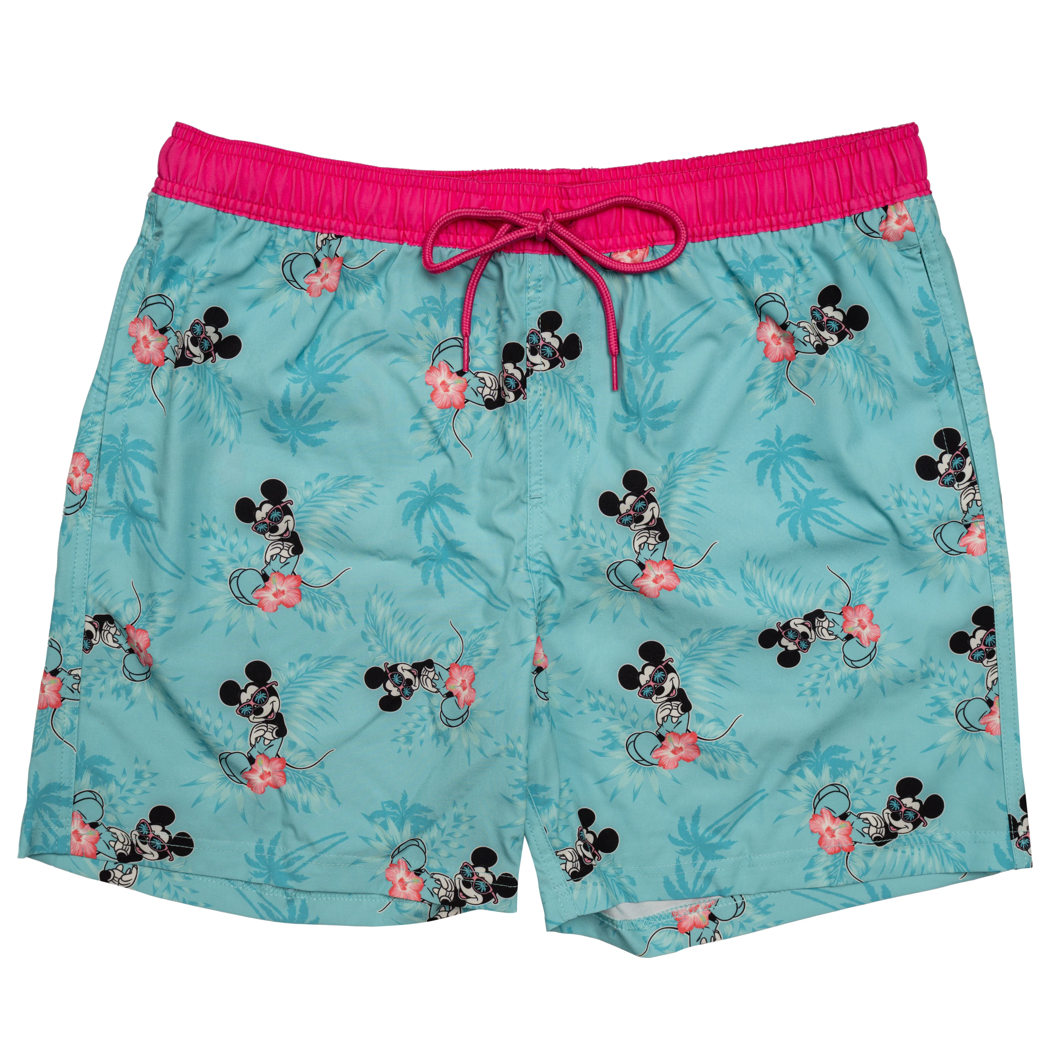 Mickey Mouse Swim Shorts Hot Palms Turquoise - Image 2
