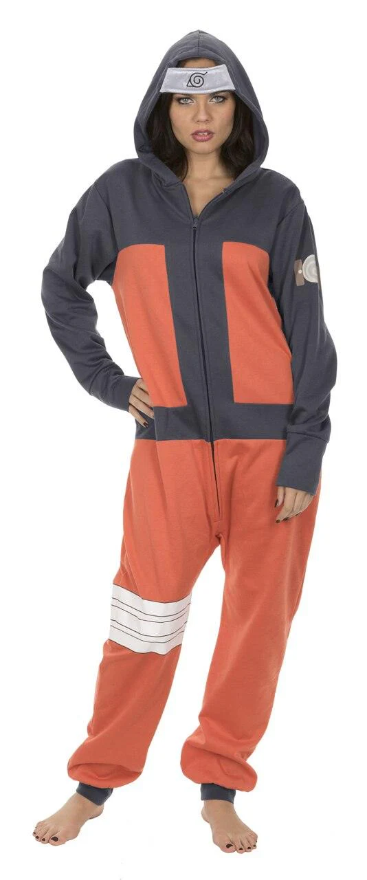 Naruto Shippuden Hidden Leaf Village Hooded One Piece Pajama - Image 4