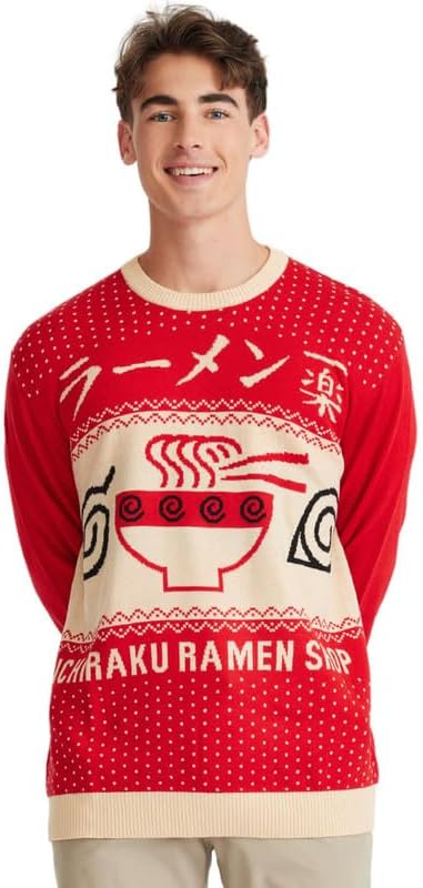 Naruto Shippuden Men's Pullover Sweater Ichiraku Ramen Shop Bowl Anime Design