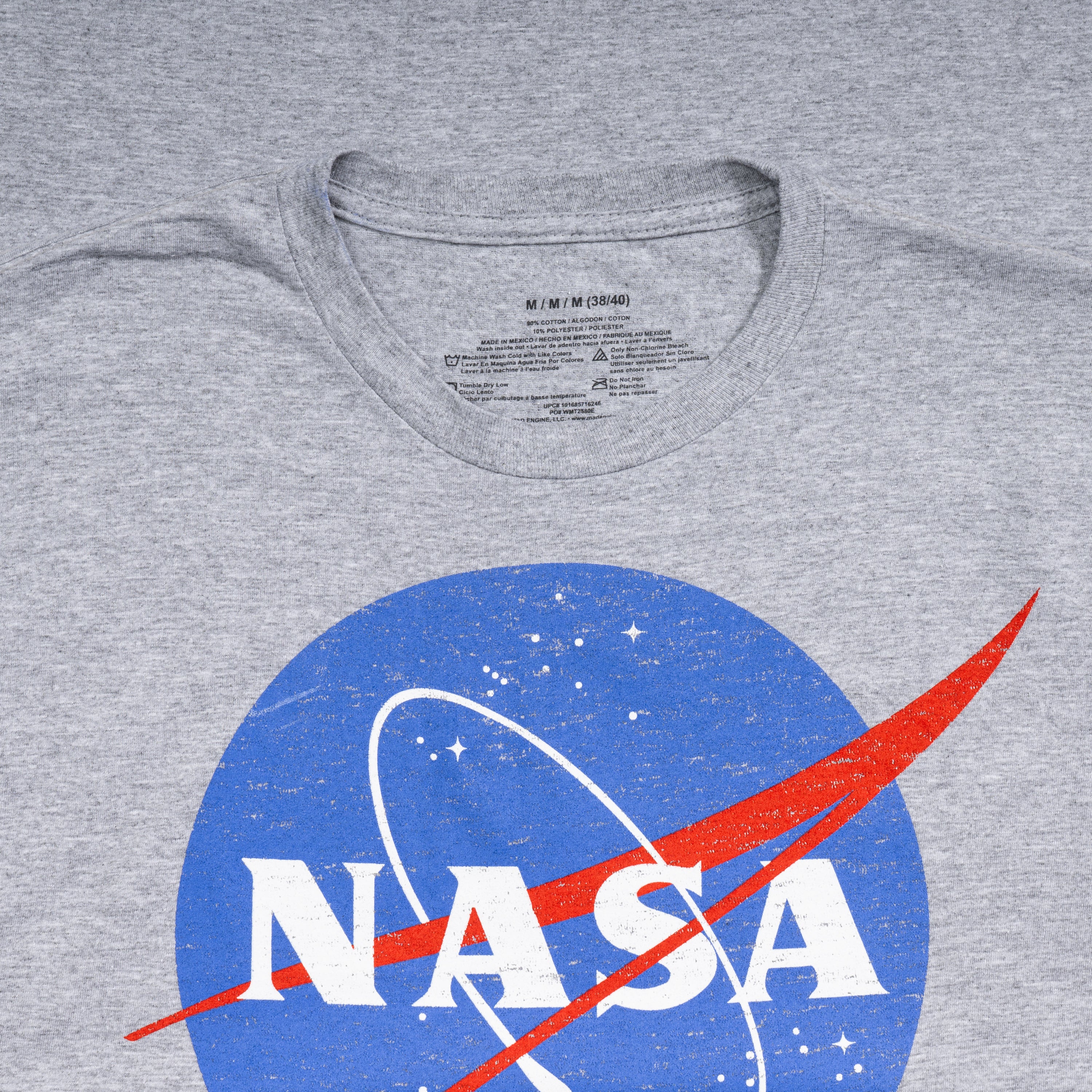 NASA Logo Men's Officially Licensed Short Sleeve Gray T-Shirt - Image 6