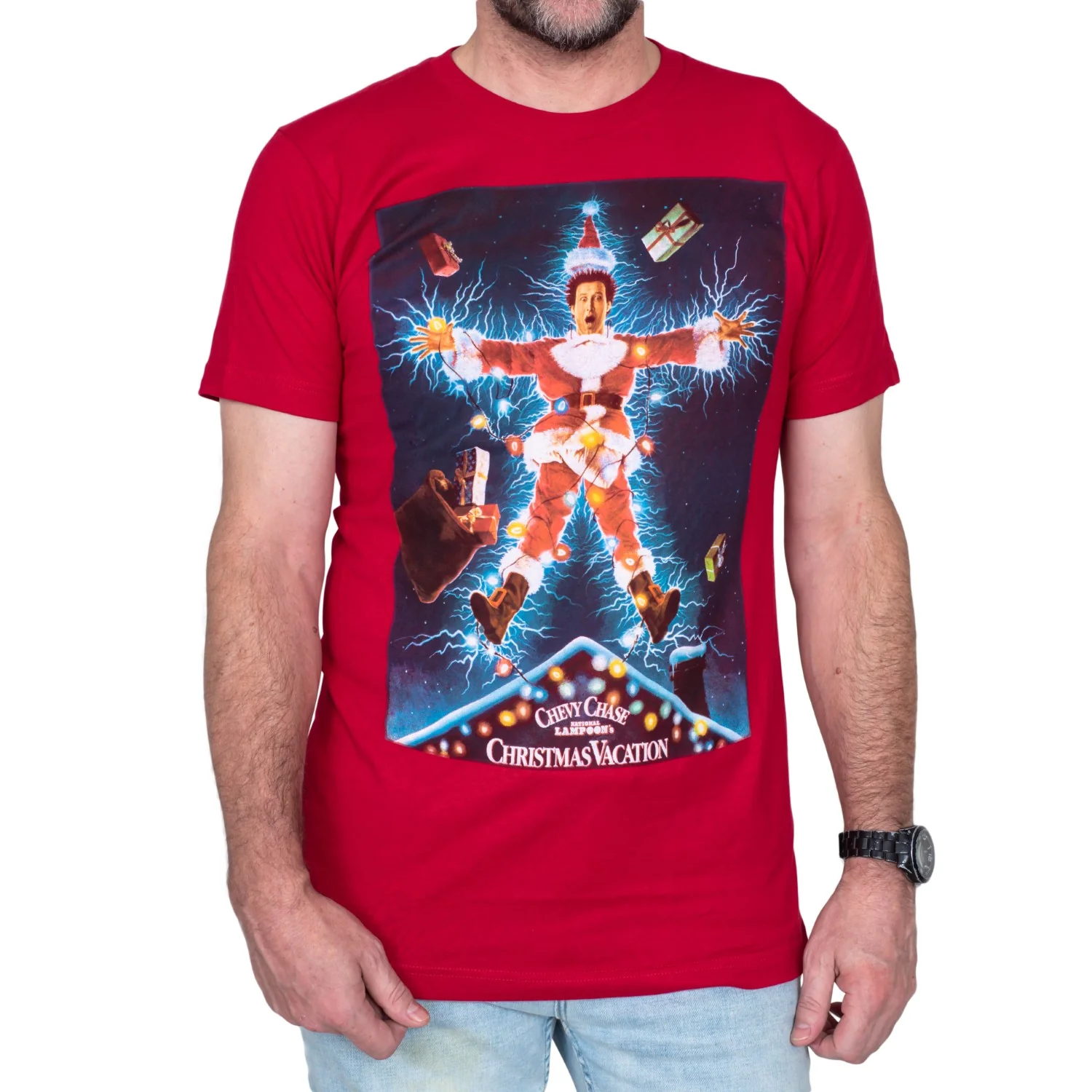 National Lampoons Christmas Vacation Clark Griswold House Roof Lights T-Shirt - Image 4